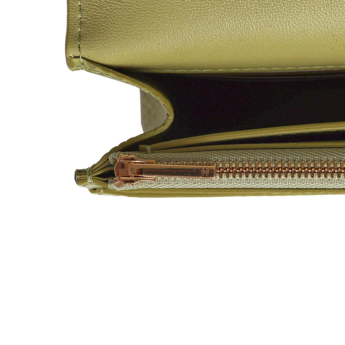 Chanel Wallet On Chain WOC Green Lizard Embossed Calfskin Gold Hardware