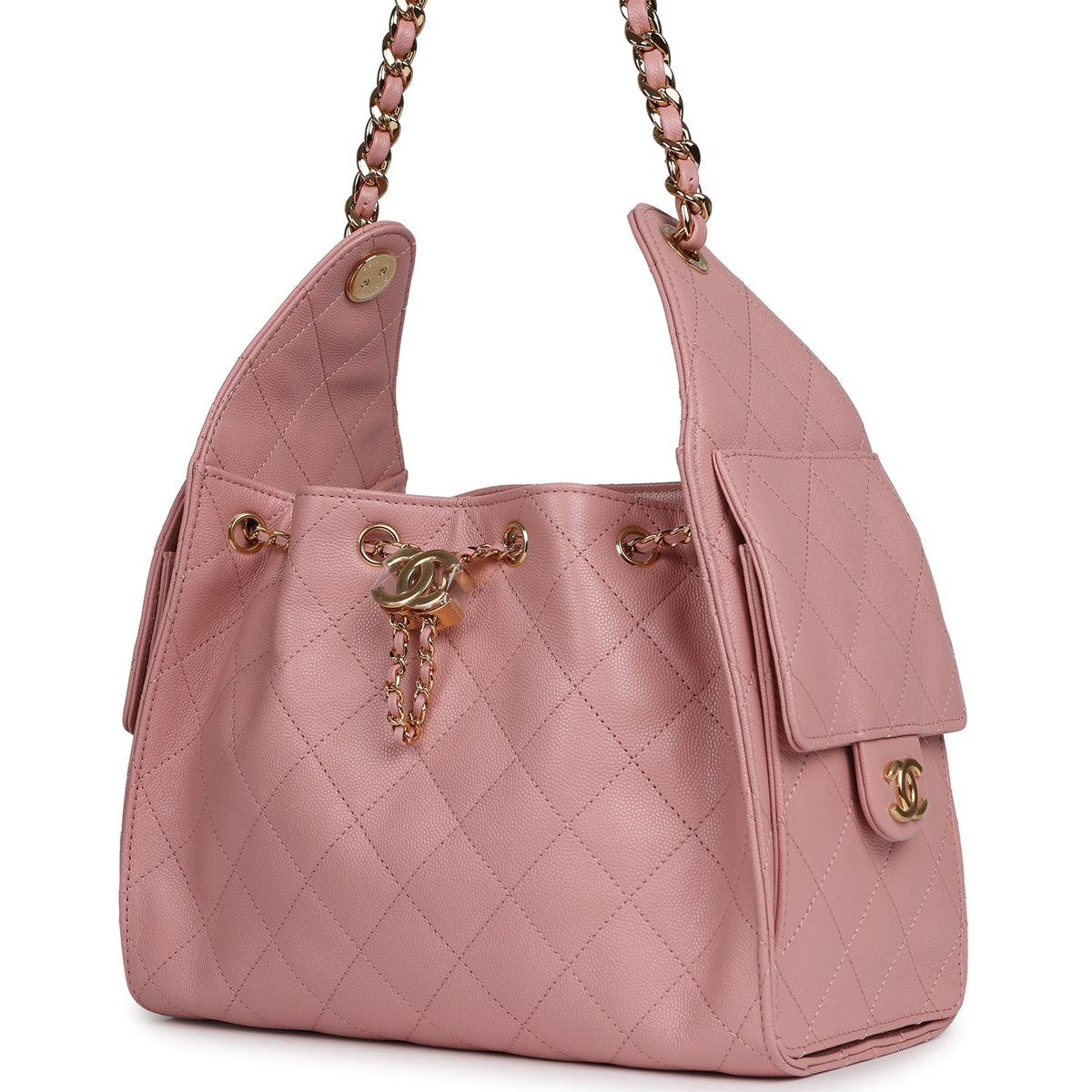 Chanel Small 25 Hobo Bag Pink Caviar Gold Hardware