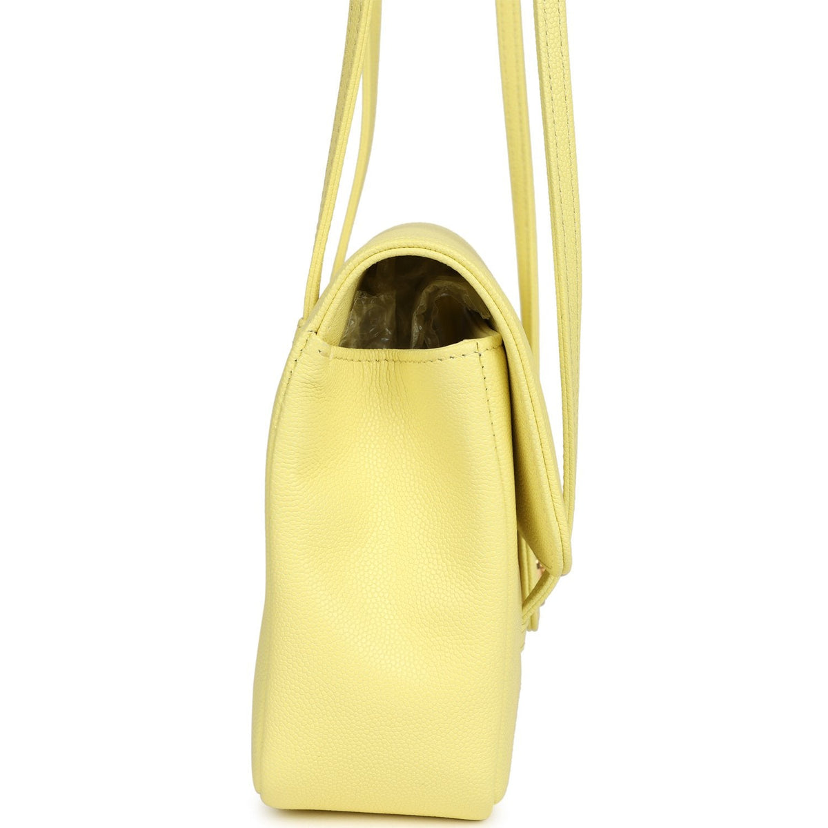 Chanel Small Preppy Coco Flap Bag Light Yellow Caviar Brushed Gold Hardware
