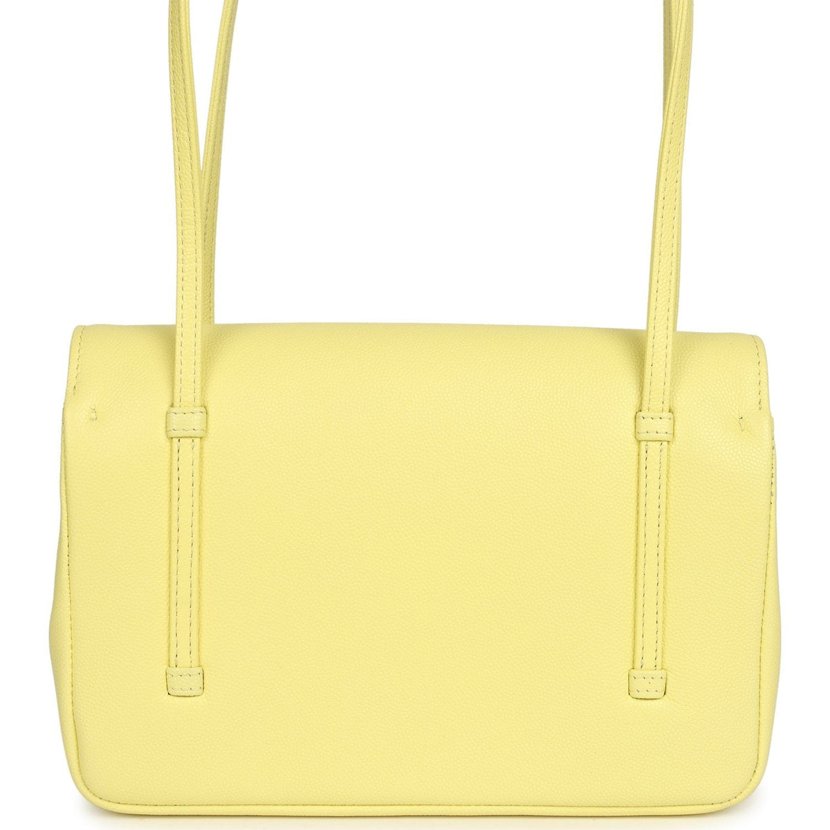 Chanel Small Preppy Coco Flap Bag Light Yellow Caviar Brushed Gold Hardware