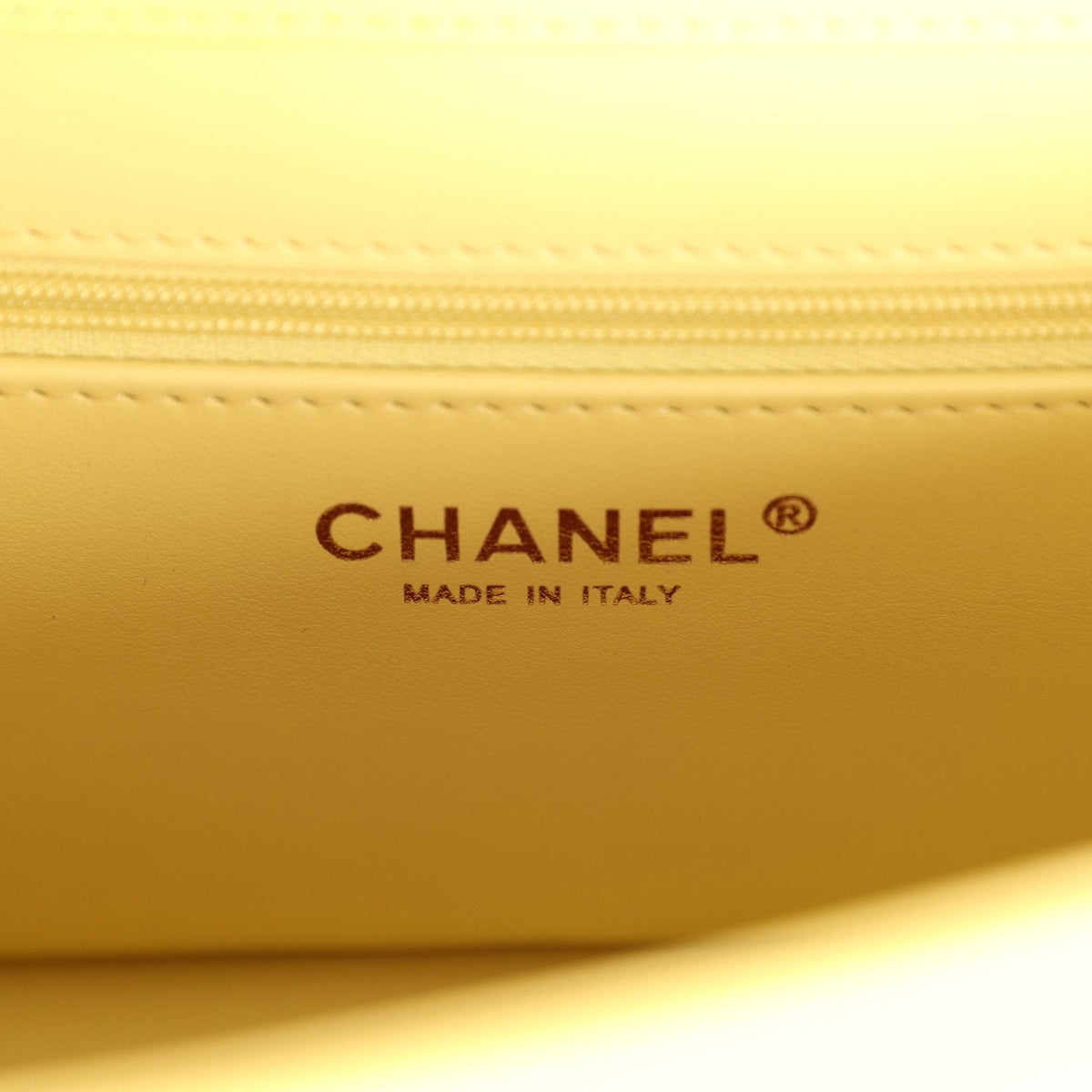 Chanel Small Preppy Coco Flap Bag Light Yellow Caviar Brushed Gold Hardware