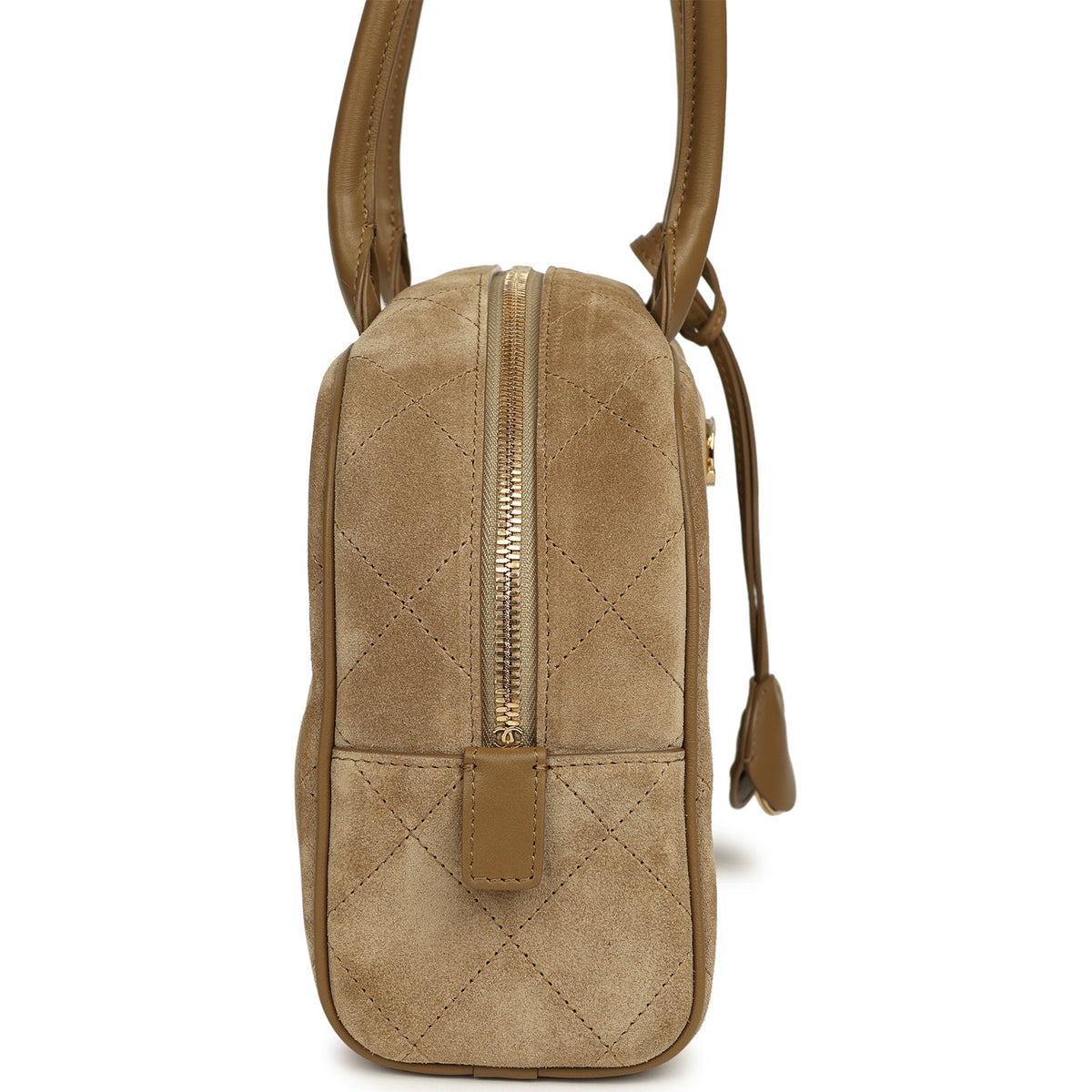 Chanel Small "Perfect Bowling" Bag Dark Beige Suede Gold Hardware