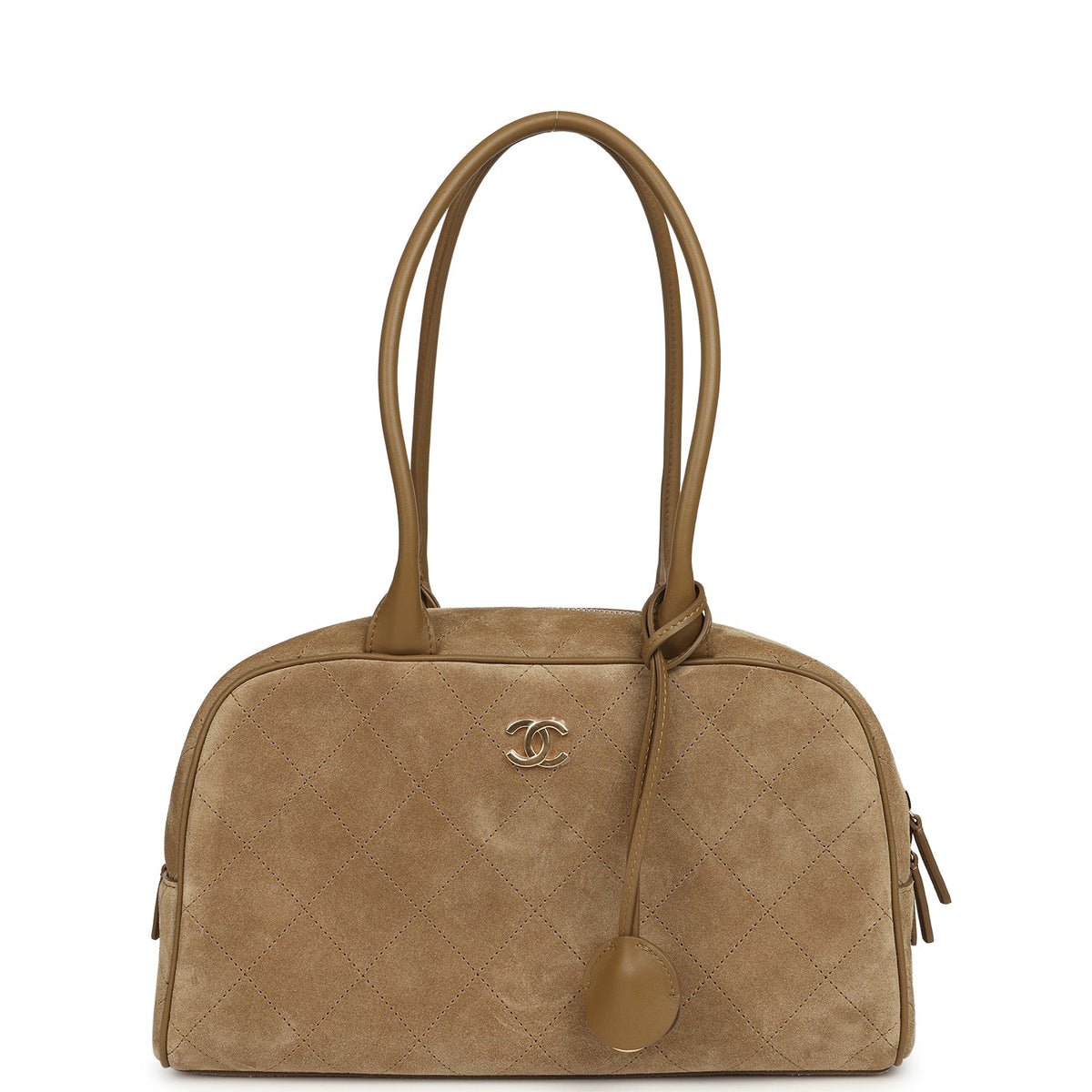 Chanel Small "Perfect Bowling" Bag Dark Beige Suede Gold Hardware