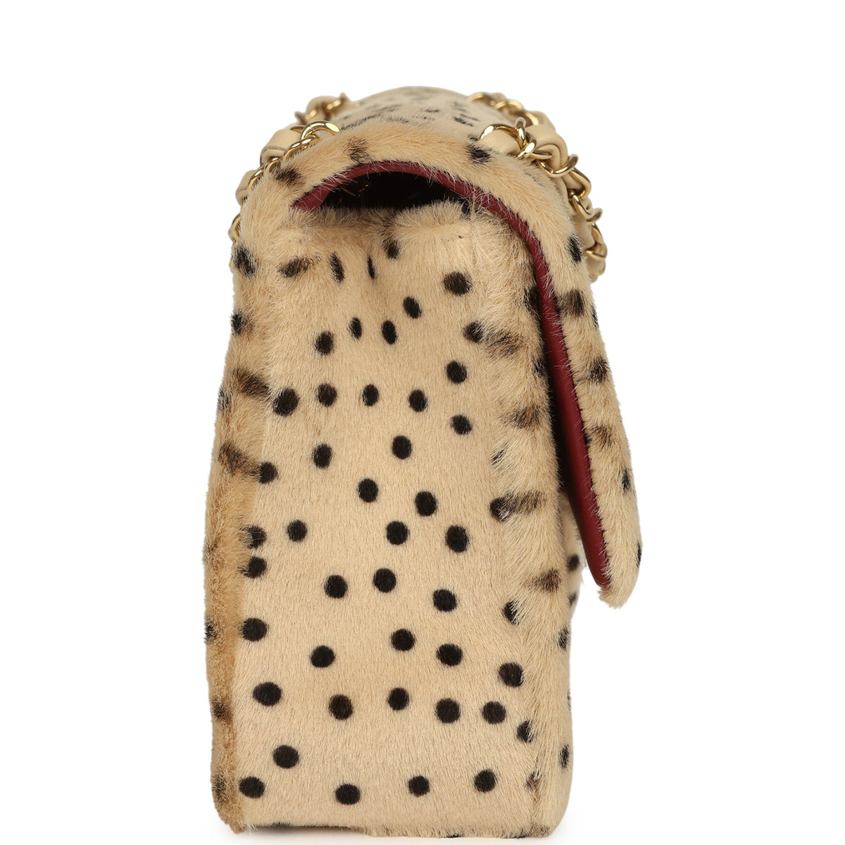 Chanel "Cheetah Print" Medium Flap Bag Light Beige Calf Hair and Black Lambskin Gold Hardware