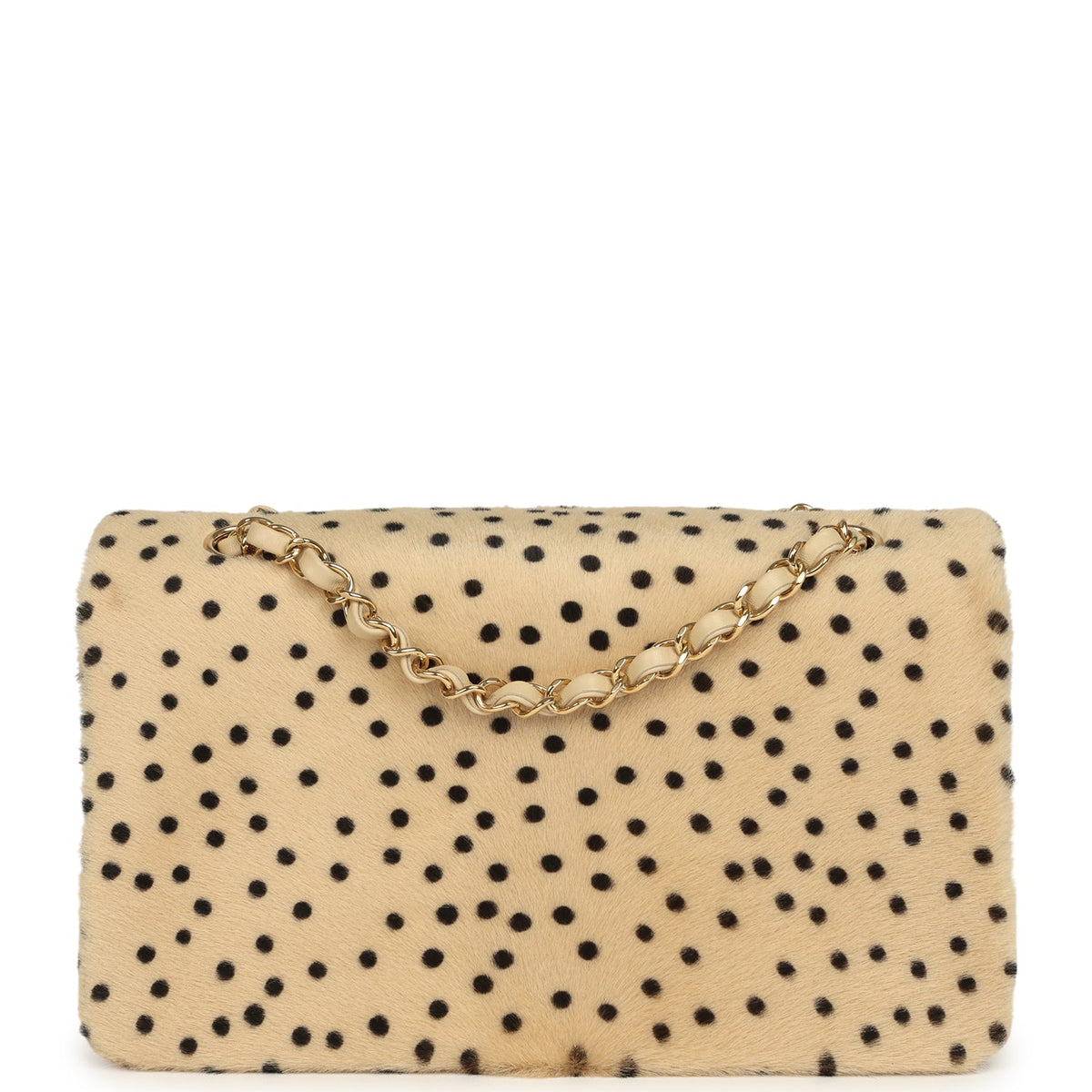 Chanel "Cheetah Print" Medium Flap Bag Light Beige Calf Hair and Black Lambskin Gold Hardware