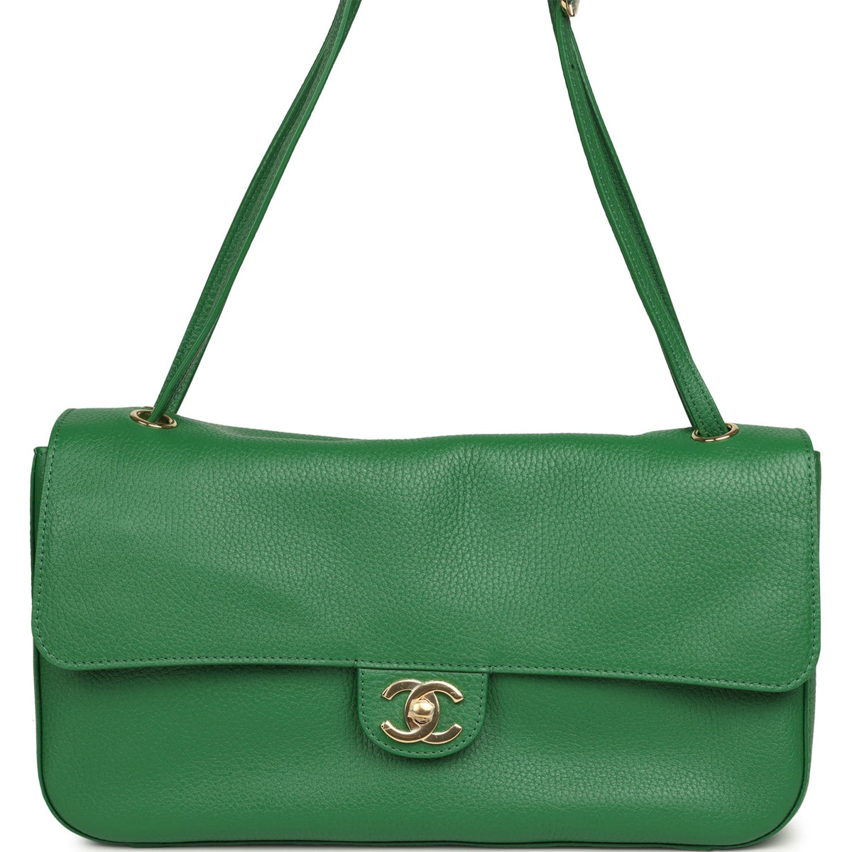 Chanel Maxi "Souplissimo" Small Flap Bag Green Grained Calfskin Gold Hardware