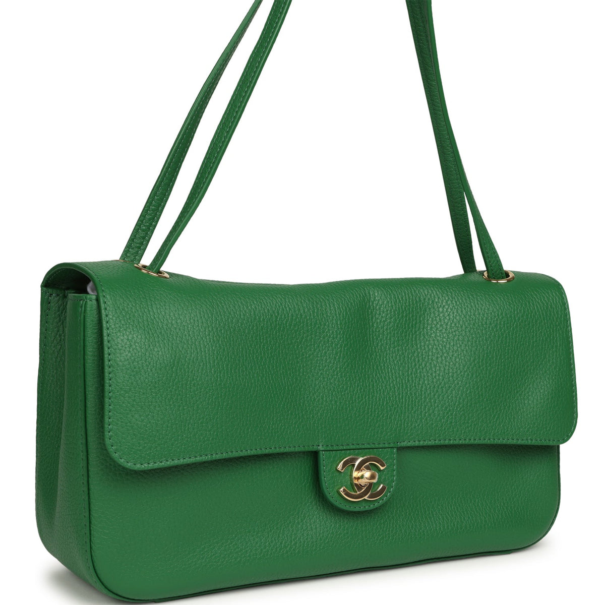 Chanel Maxi "Souplissimo" Small Flap Bag Green Grained Calfskin Gold Hardware