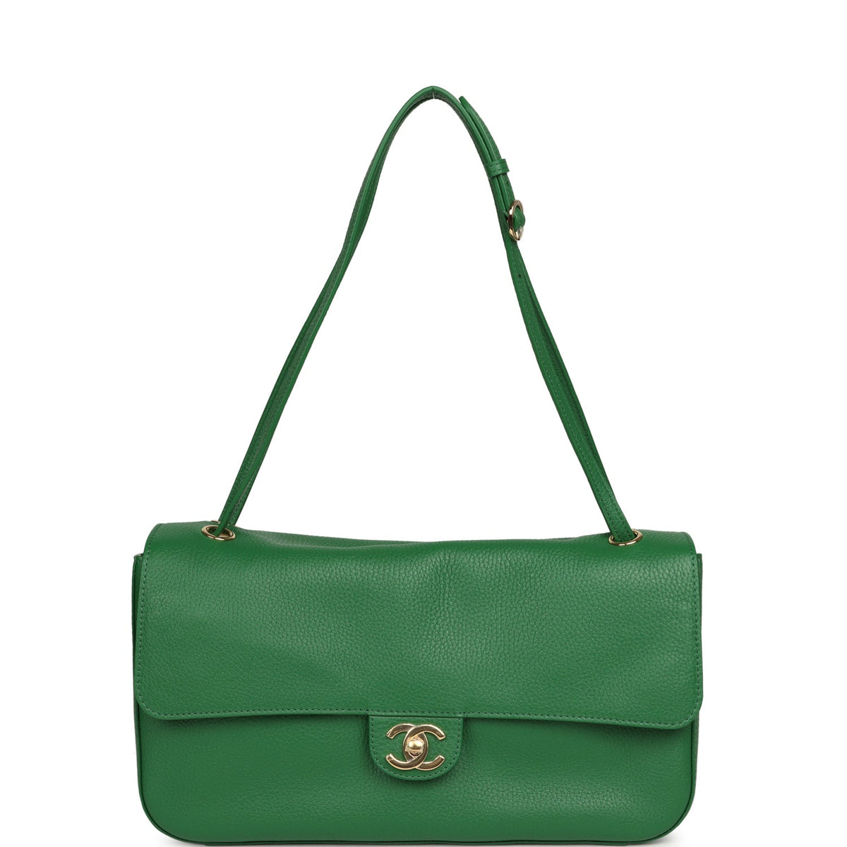 Chanel Maxi "Souplissimo" Small Flap Bag Green Grained Calfskin Gold Hardware