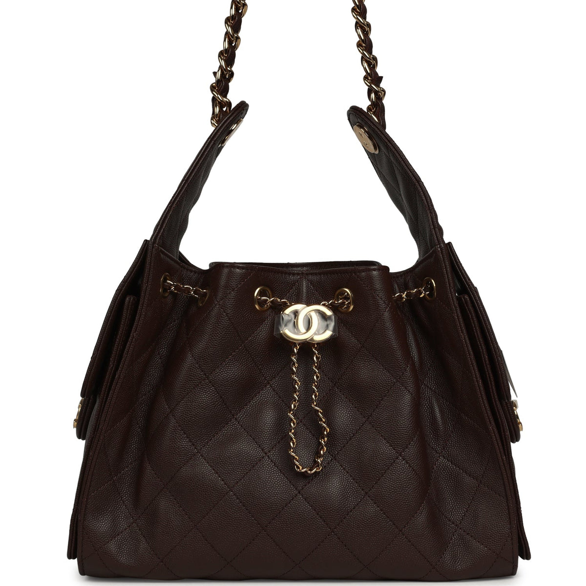 Chanel Small 25 Hobo Bag Dark Brown Caviar Gold Hardware