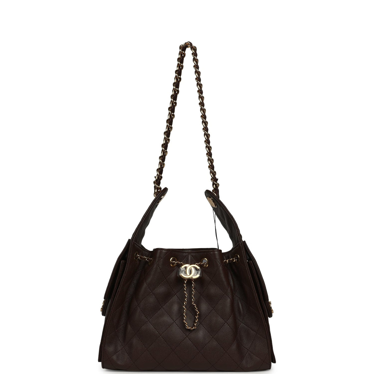 Chanel Small 25 Hobo Bag Dark Brown Caviar Gold Hardware