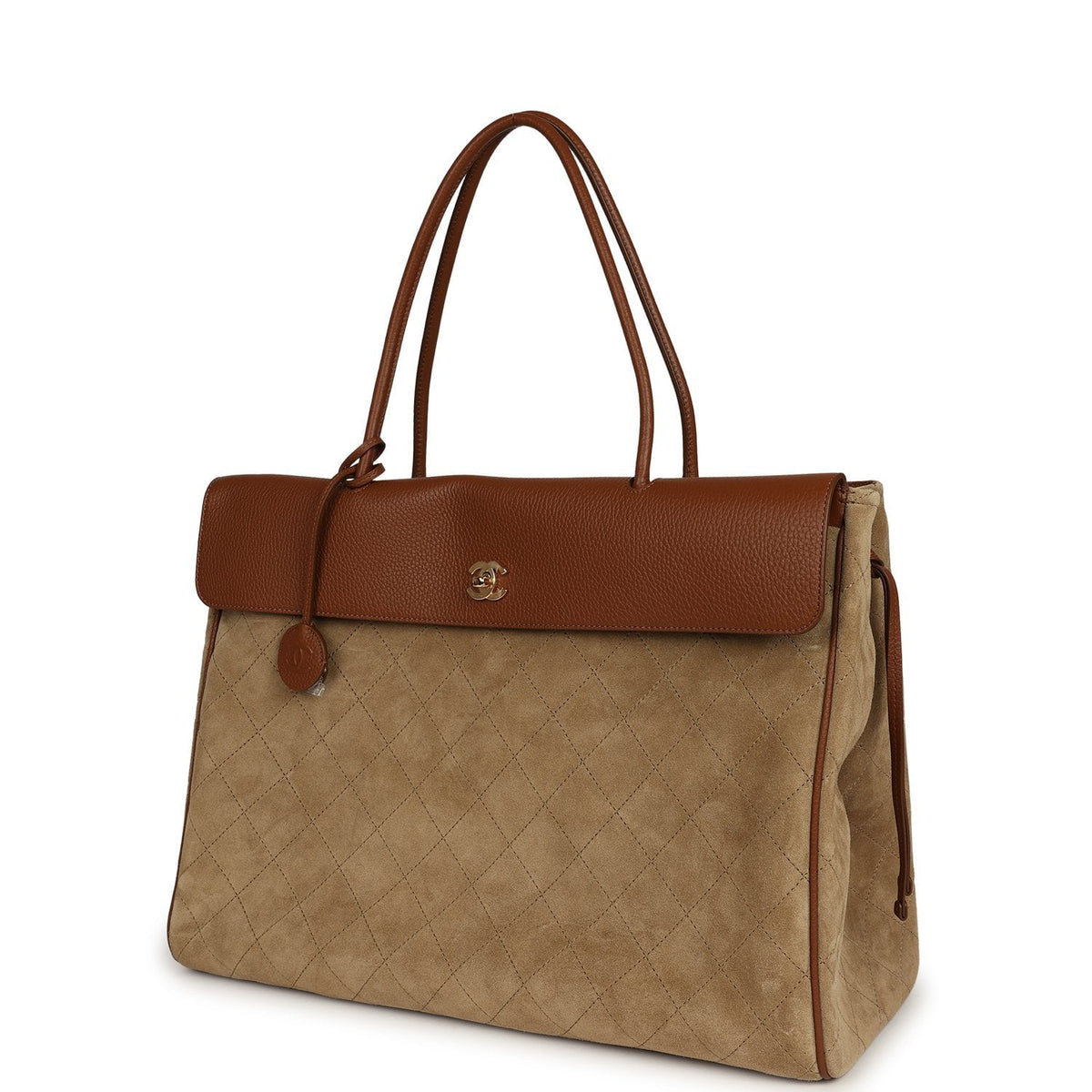 Chanel XXL "Urban Essential" Shopping Tote Dark Beige Suede, Camel Grained Calfskin Gold Hardware