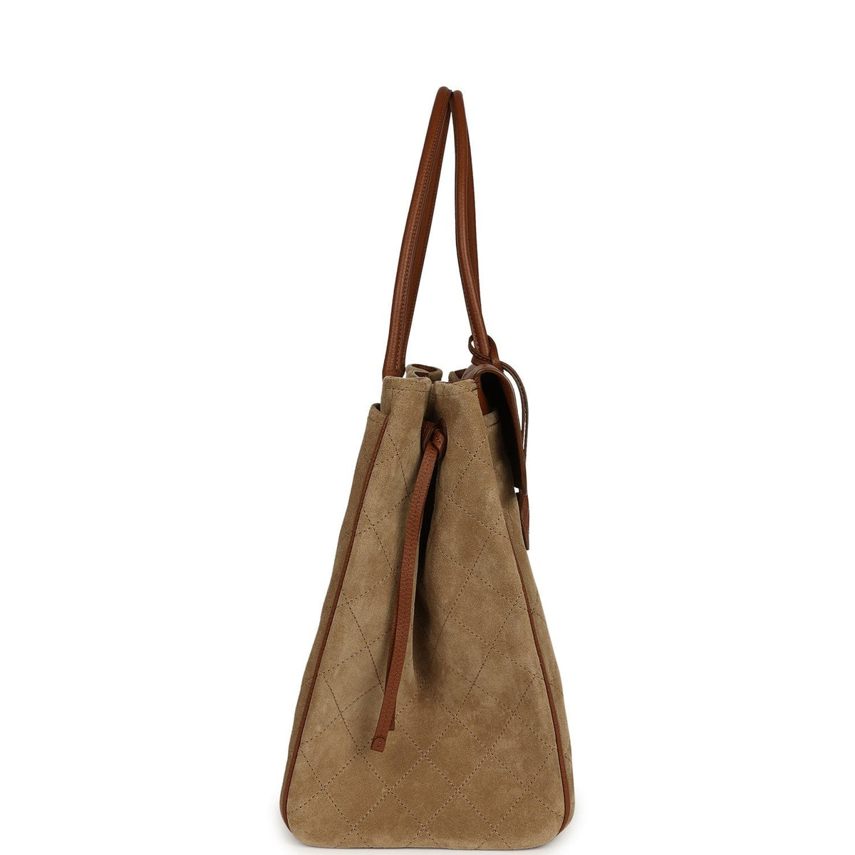 Chanel XXL "Urban Essential" Shopping Tote Dark Beige Suede, Camel Grained Calfskin Gold Hardware