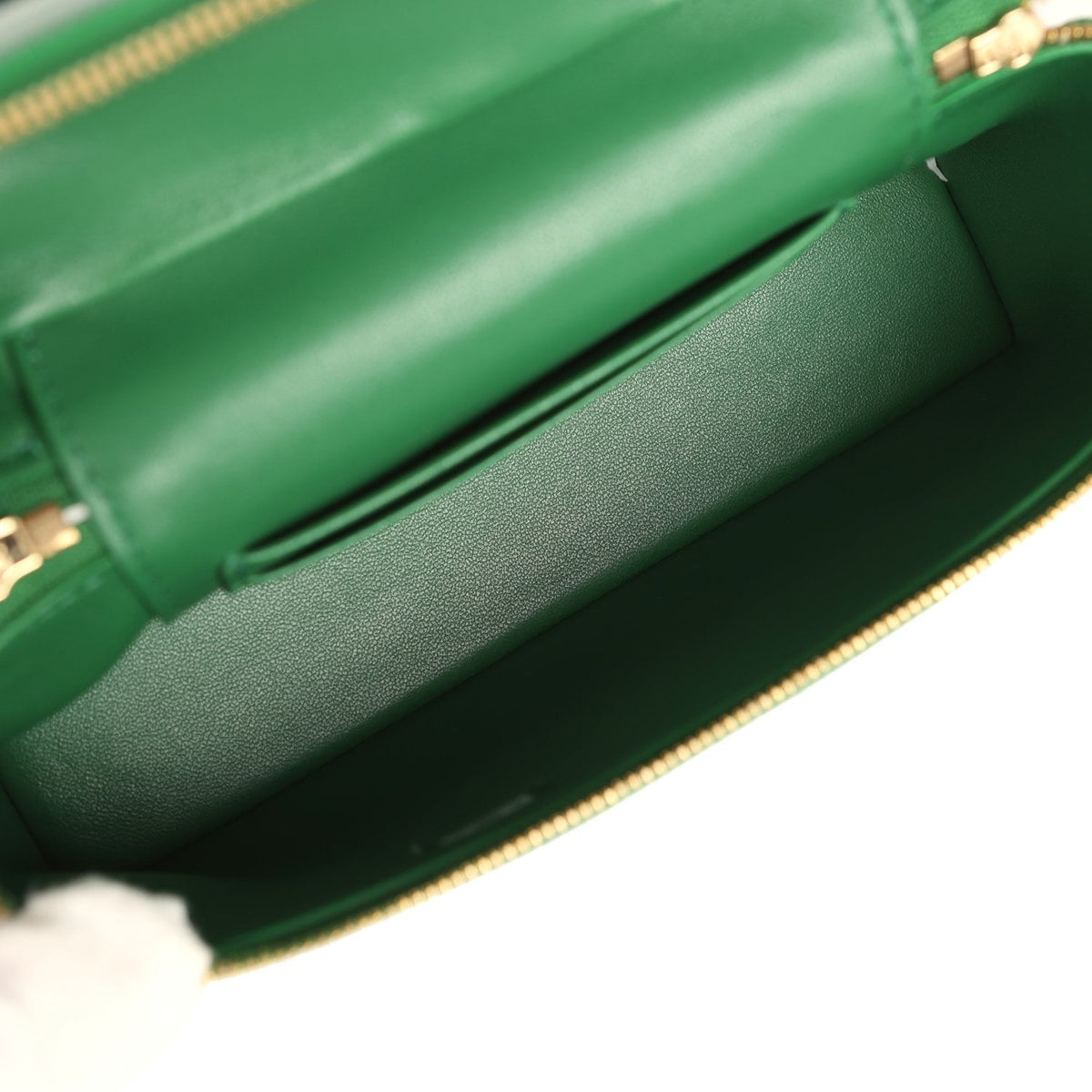 Chanel Top Handle Long Vanity Case with Chain Green Croc Embossed Calfskin Gold Hardware