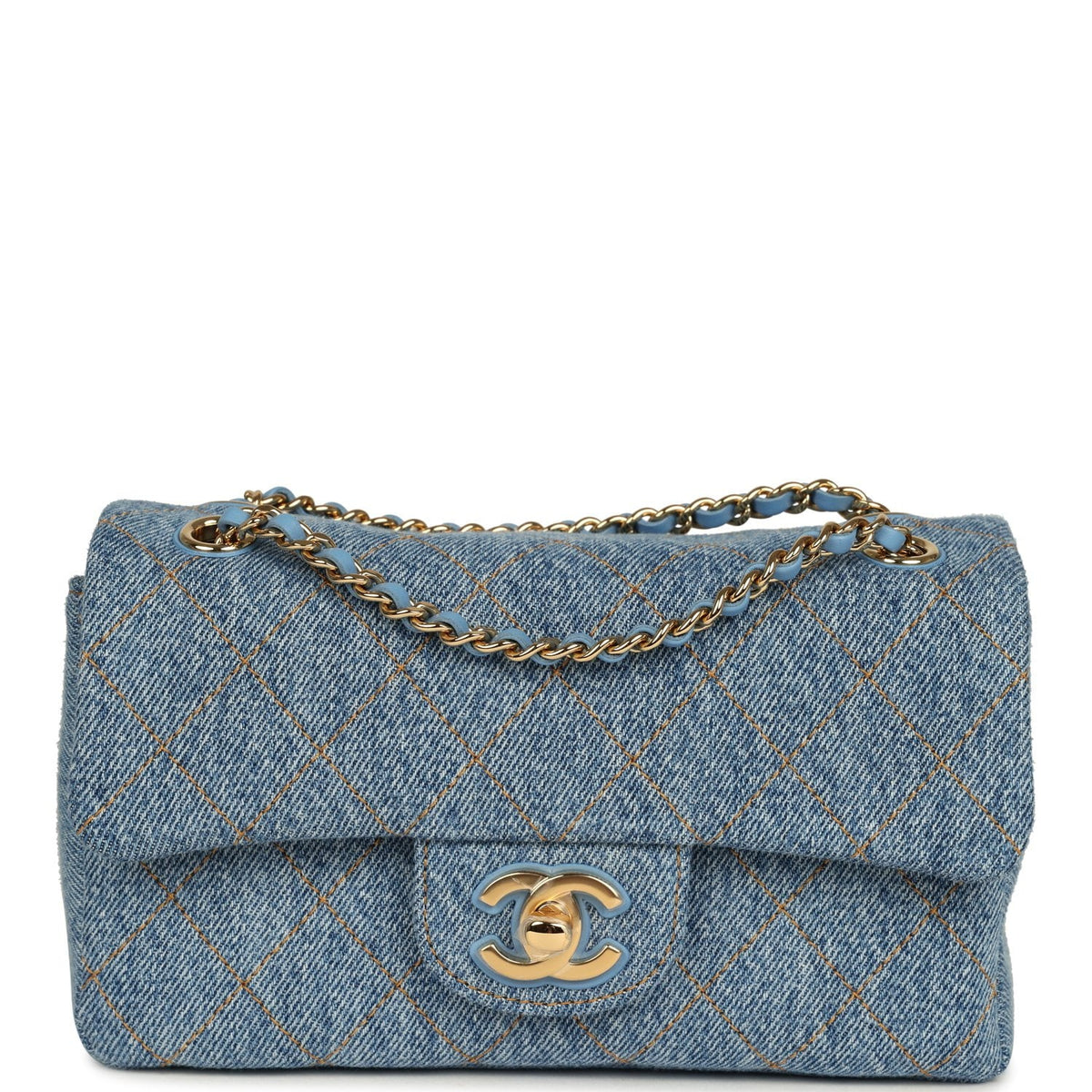 Chanel Mini "Souplissimo" Flap Bag Blue Denim Gold Hardware