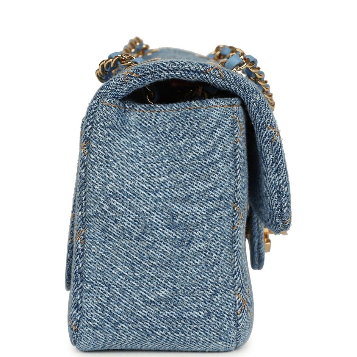 Chanel Mini "Souplissimo" Flap Bag Blue Denim Gold Hardware