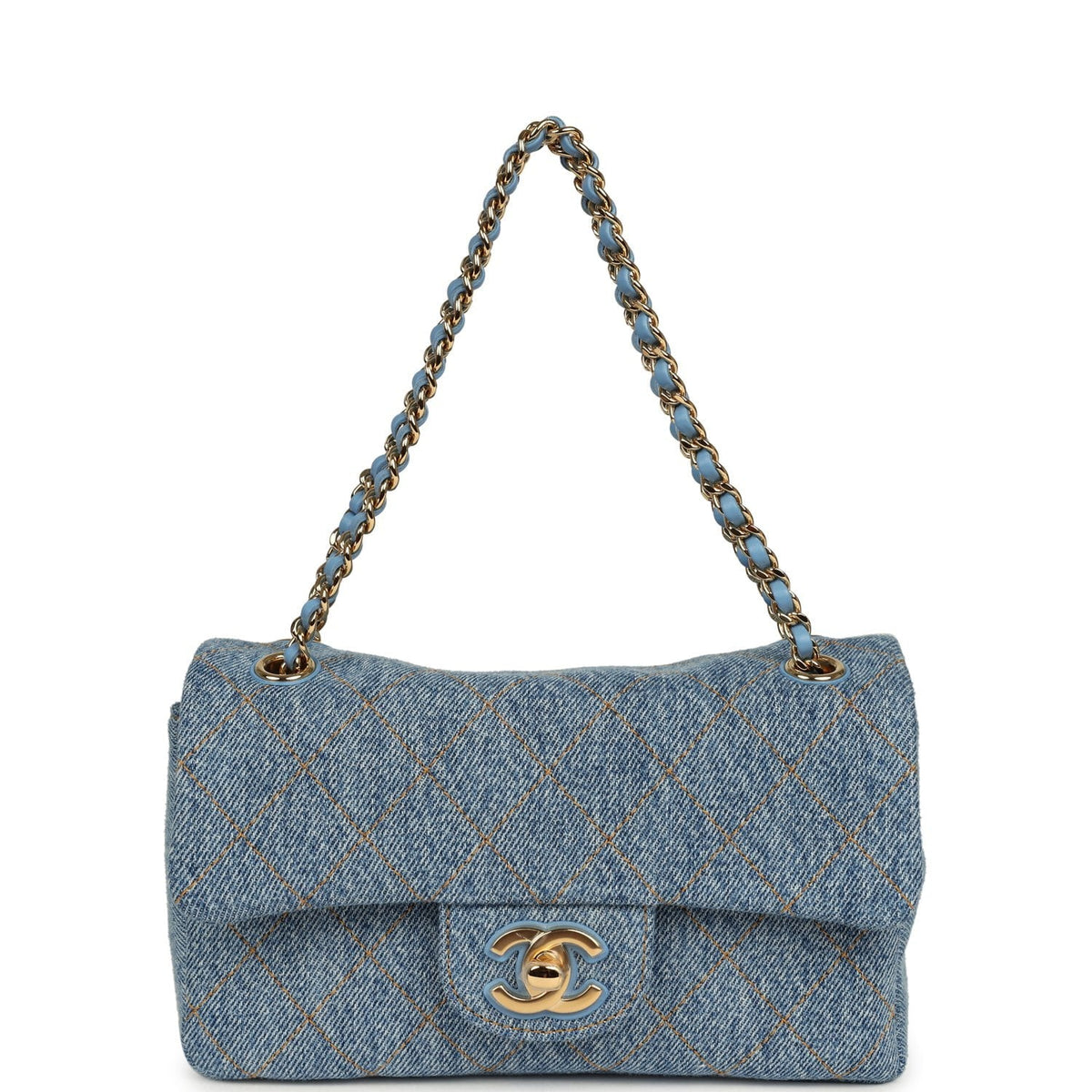 Chanel Mini "Souplissimo" Flap Bag Blue Denim Gold Hardware