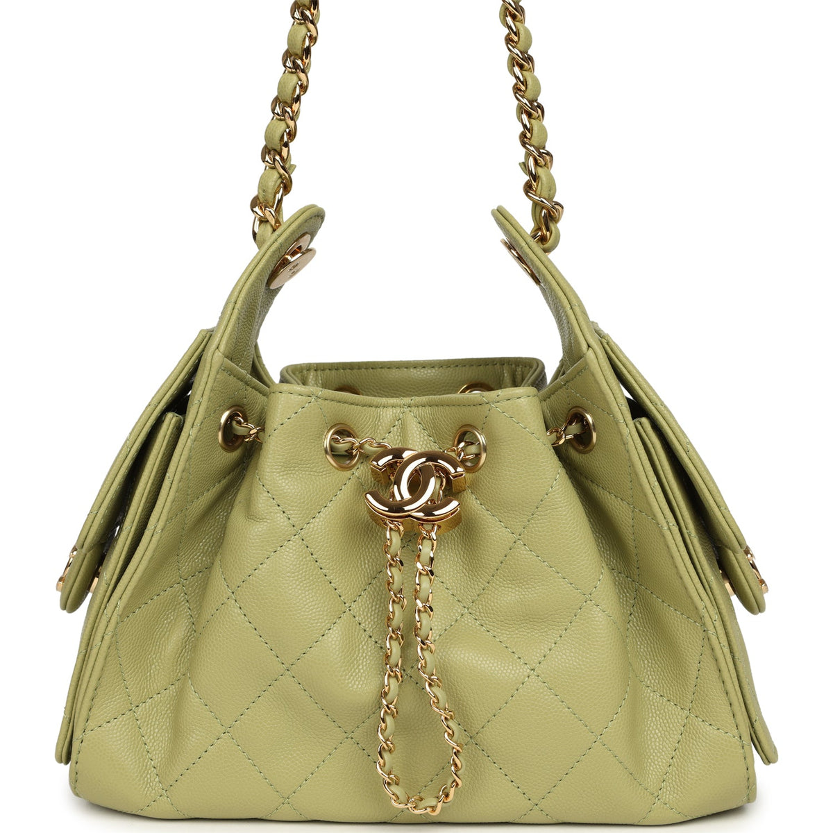 Chanel Mini 25 Hobo Bag Green Caviar Gold Hardware