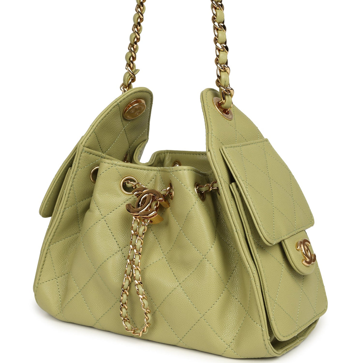 Chanel Mini 25 Hobo Bag Green Caviar Gold Hardware