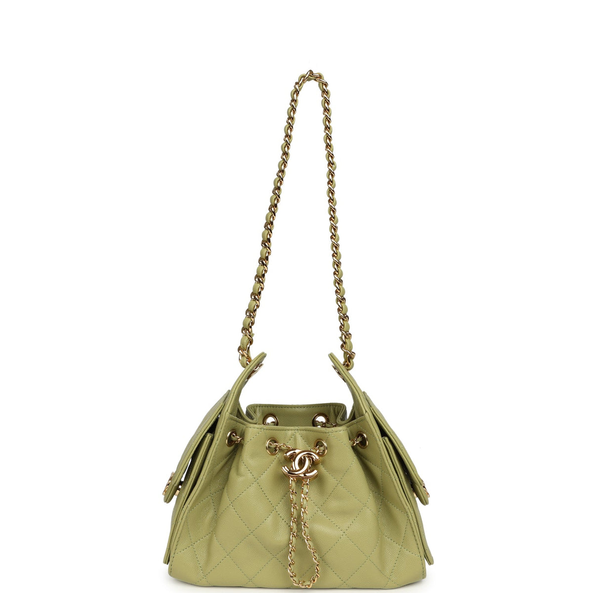 Chanel Mini 25 Hobo Bag Green Caviar Gold Hardware