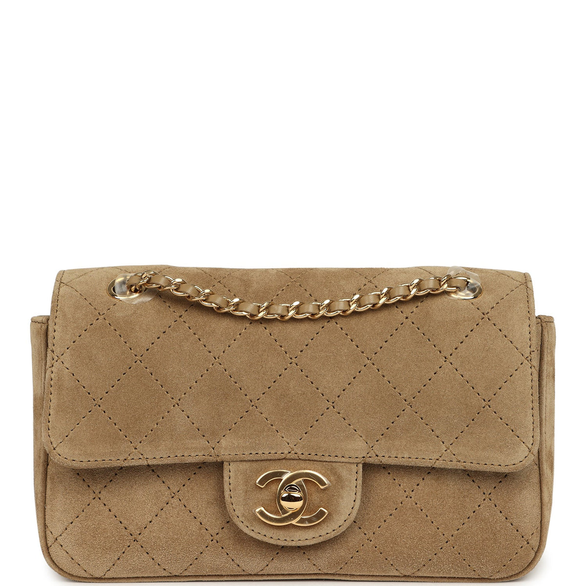 Chanel Mini "Souplissimo" Flap Bag Beige Suede Gold Hardware