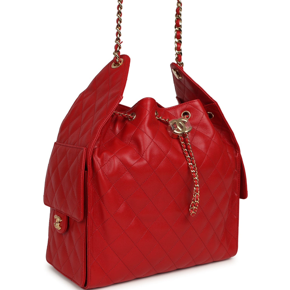 Chanel Medium 25 Hobo Bag Dark Red Caviar Gold Hardware