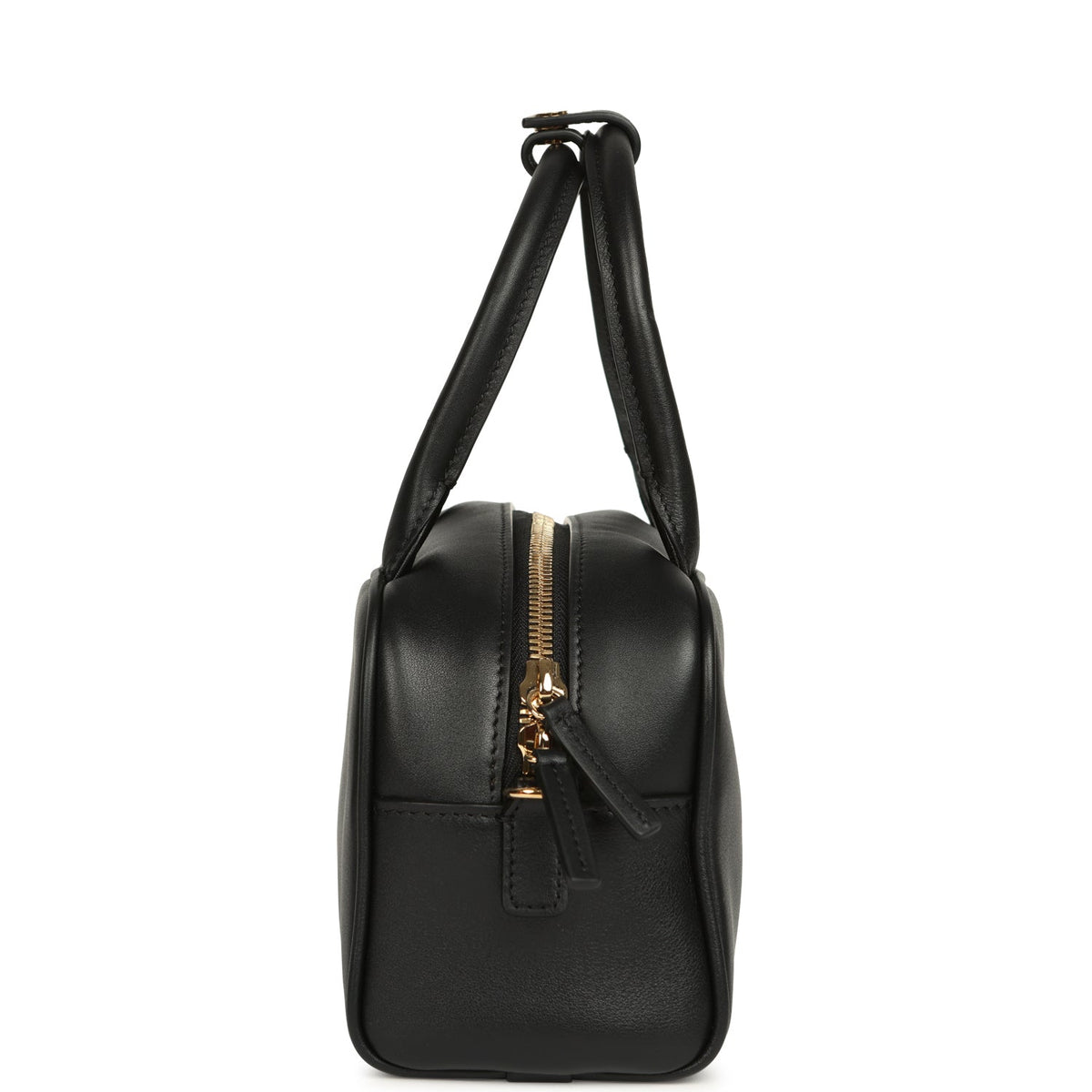 Chanel Mini Bowling Bag with Strap Black Calfskin Gold Hardware