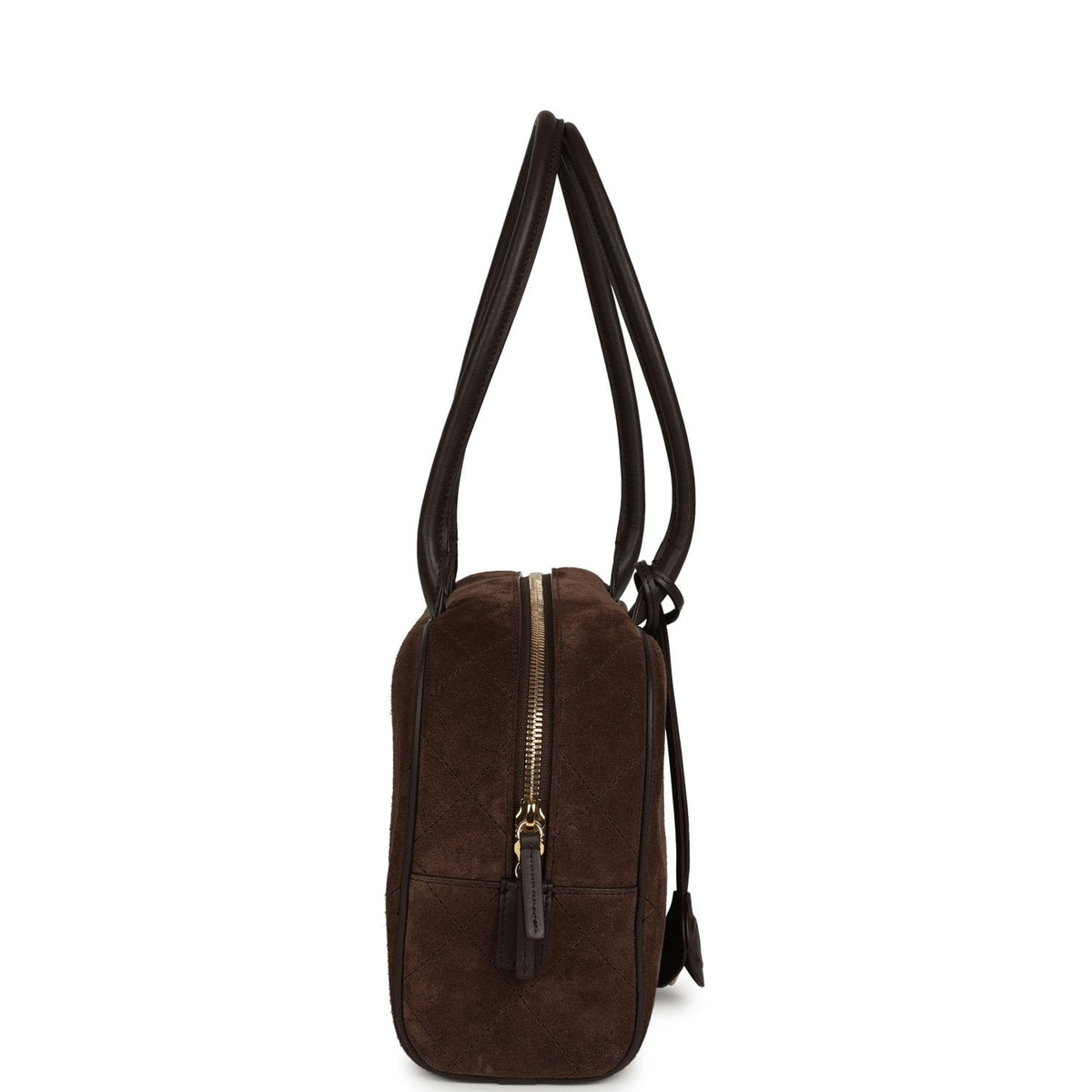 Chanel Small "Perfect Bowling" Bag Dark Brown Suede Gold Hardware
