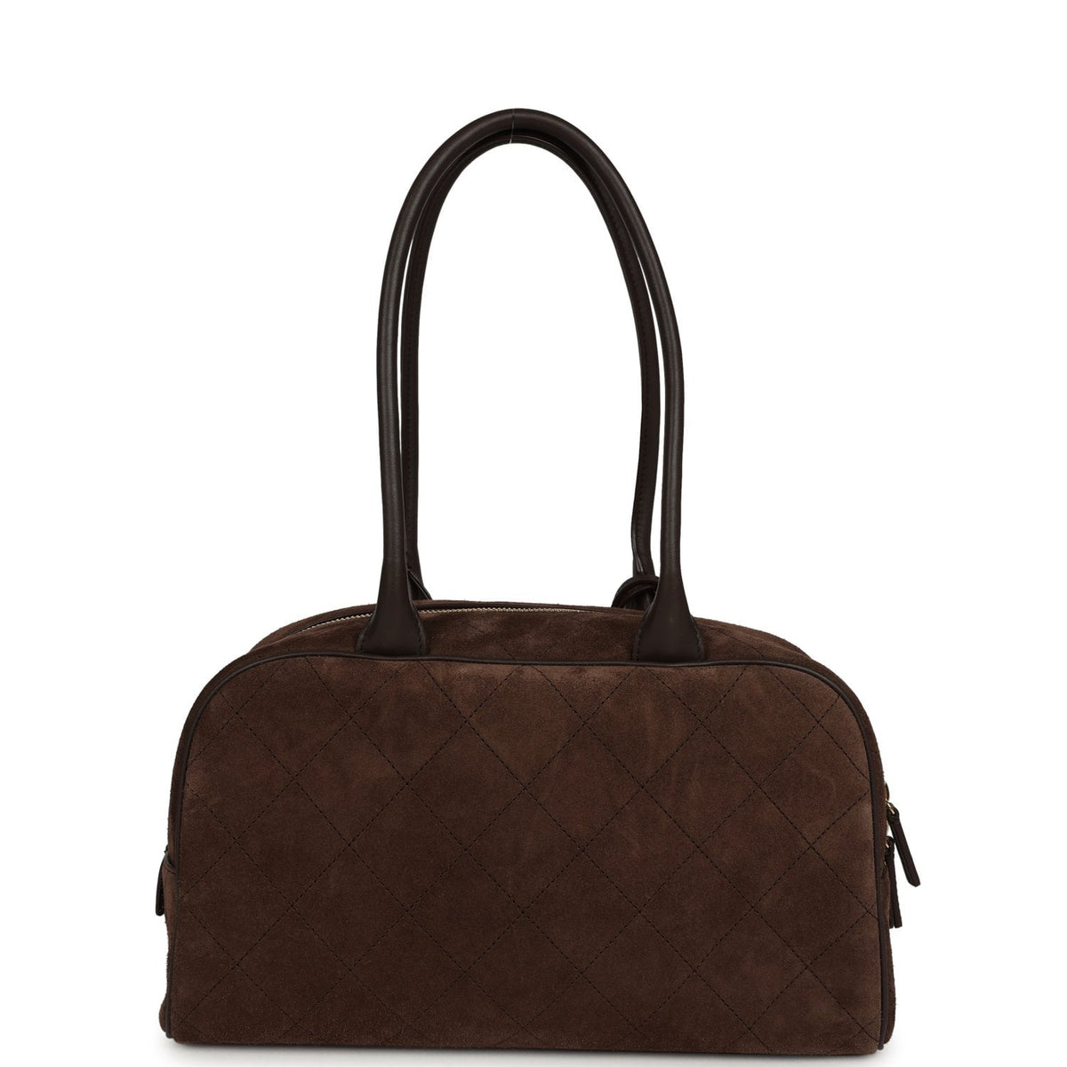 Chanel Small "Perfect Bowling" Bag Dark Brown Suede Gold Hardware