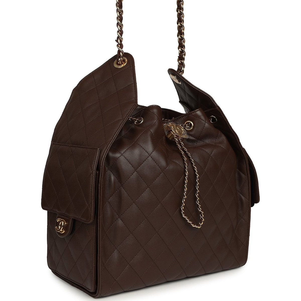 Chanel Medium 25 Hobo Bag Dark Brown Caviar Gold Hardware