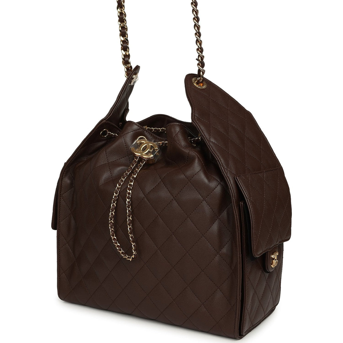 Chanel Medium 25 Hobo Bag Dark Brown Caviar Gold Hardware