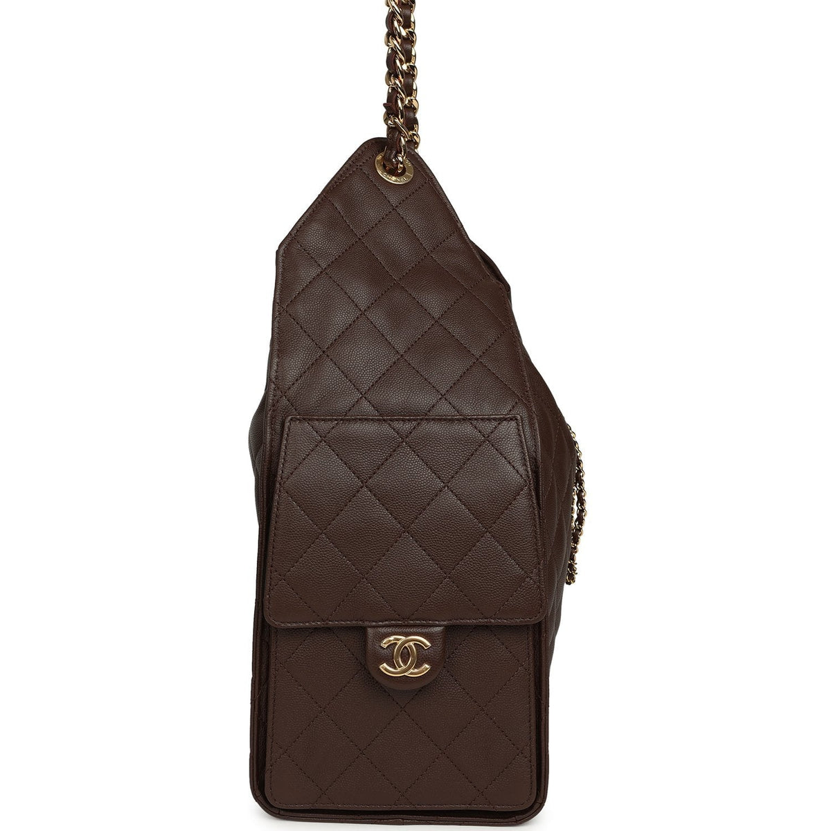 Chanel Medium 25 Hobo Bag Dark Brown Caviar Gold Hardware