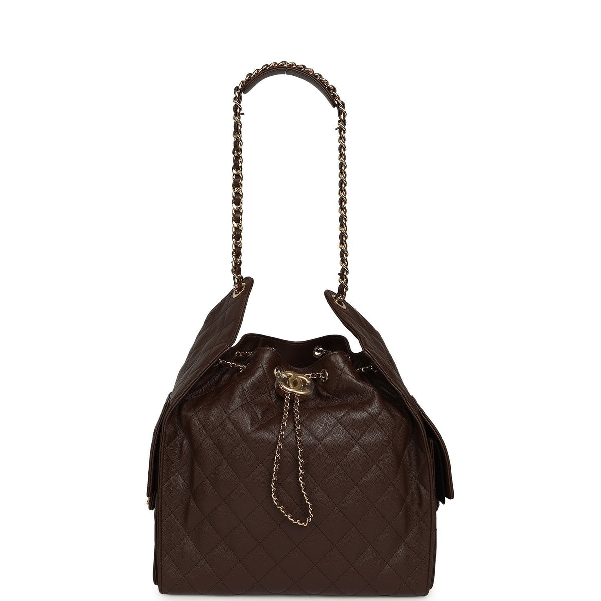 Chanel Medium 25 Hobo Bag Dark Brown Caviar Gold Hardware