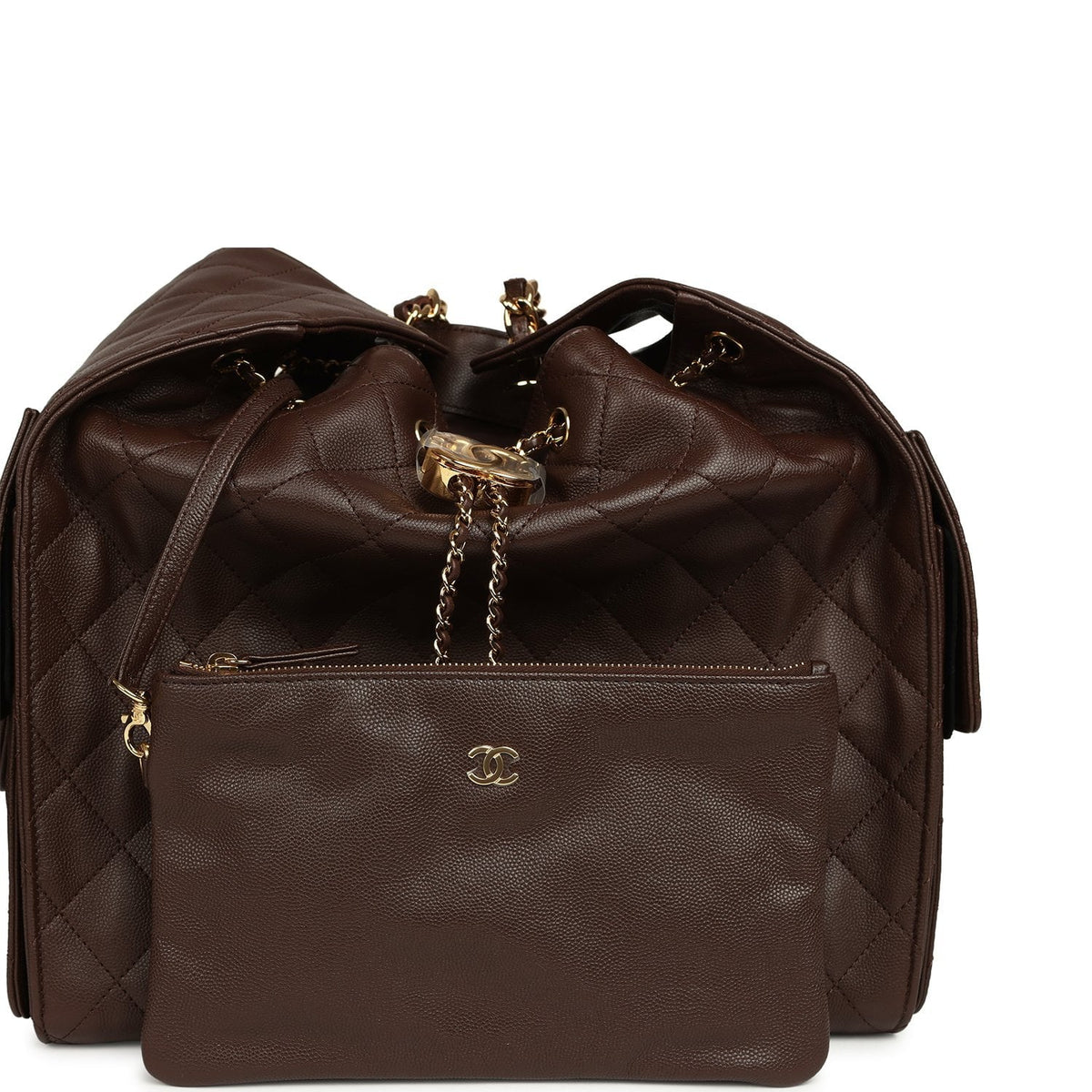 Chanel Medium 25 Hobo Bag Dark Brown Caviar Gold Hardware