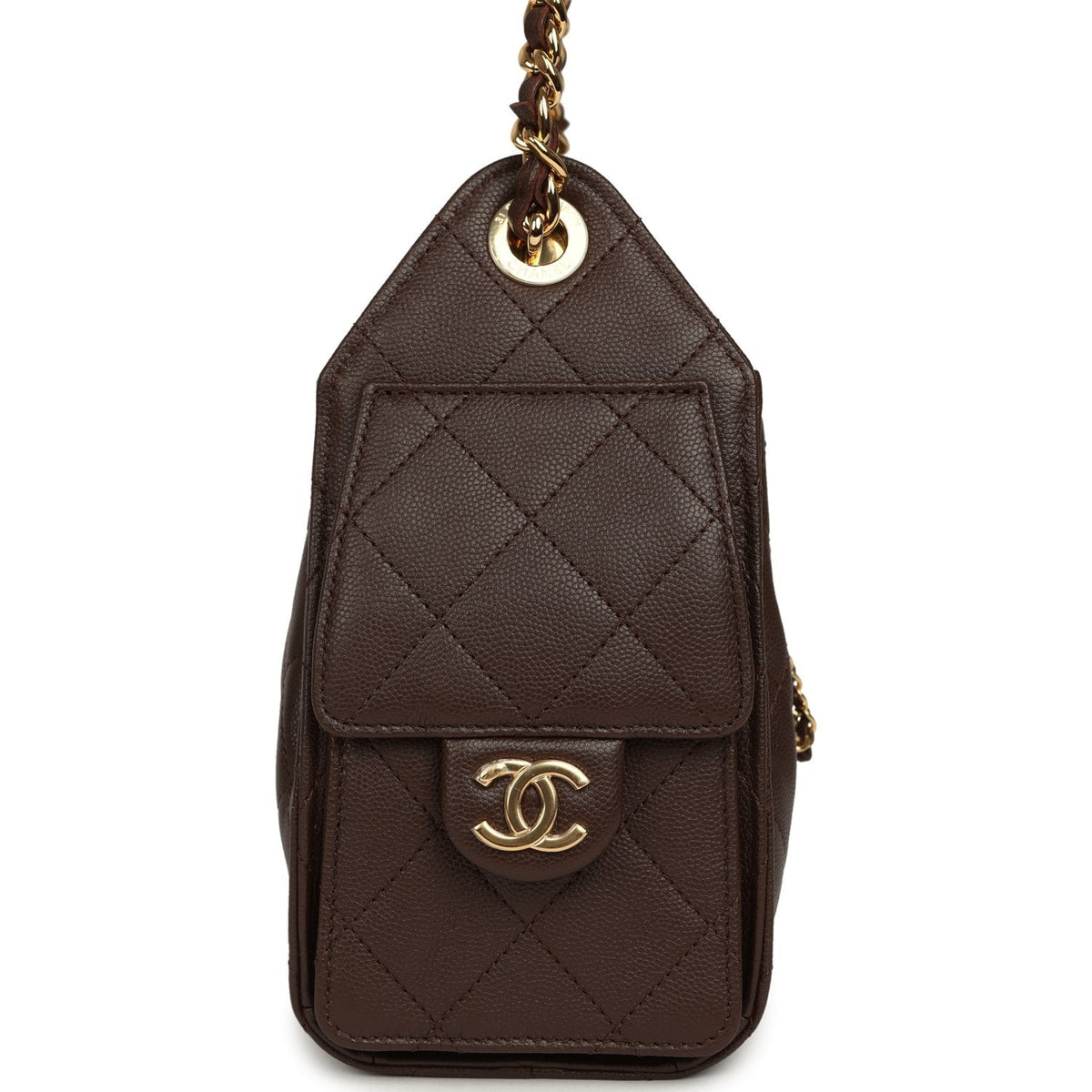 Chanel Mini 25 Hobo Bag Dark Brown Caviar Gold Hardware