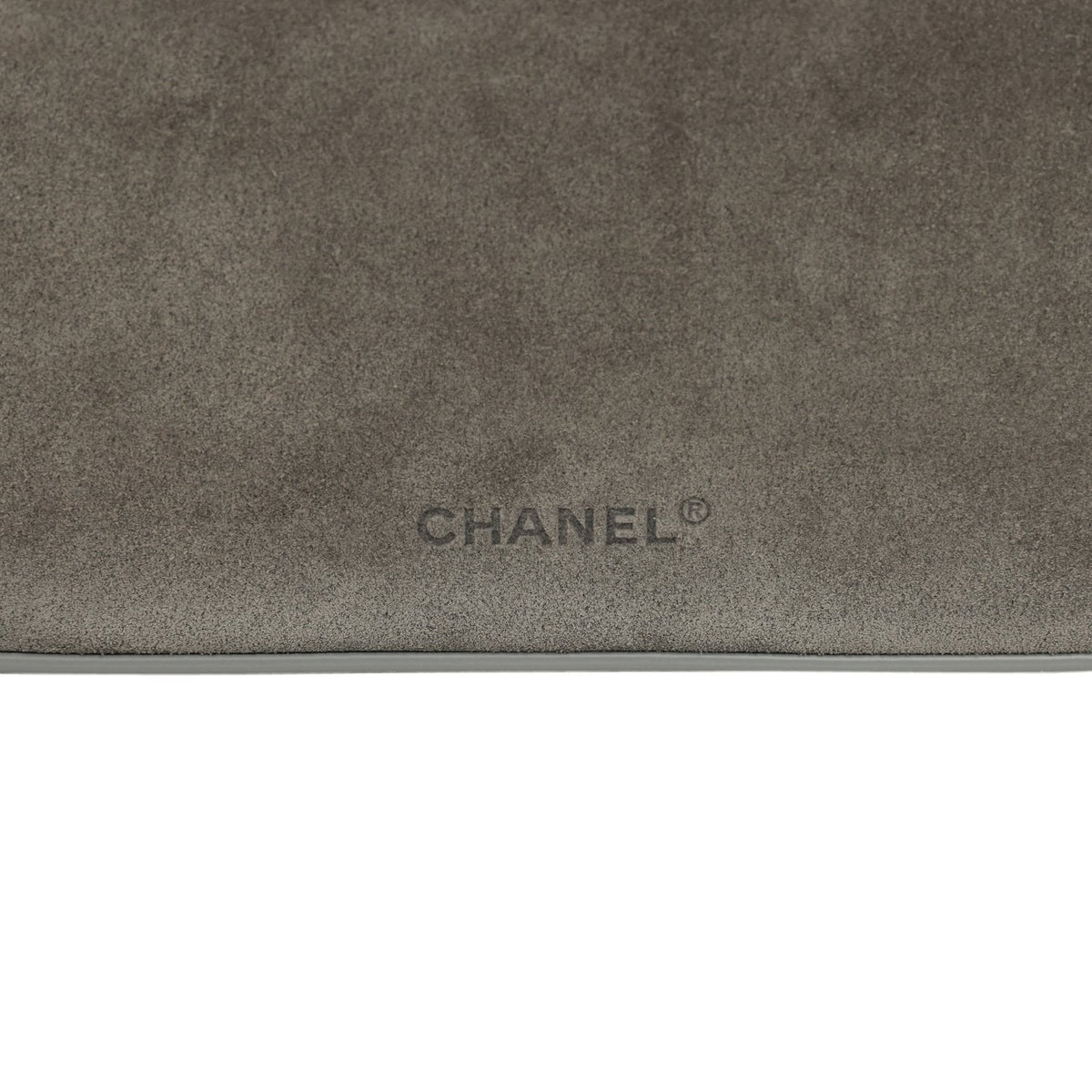 Chanel Top Handle Long Vanity Case with Chain Dark Grey Suede Gold Hardware