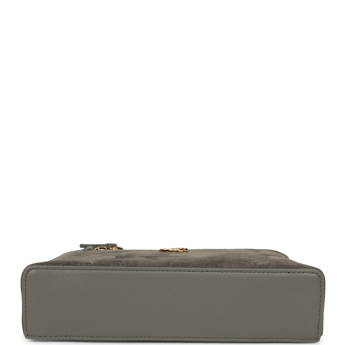 Chanel Top Handle Long Vanity Case with Chain Dark Grey Suede Gold Hardware