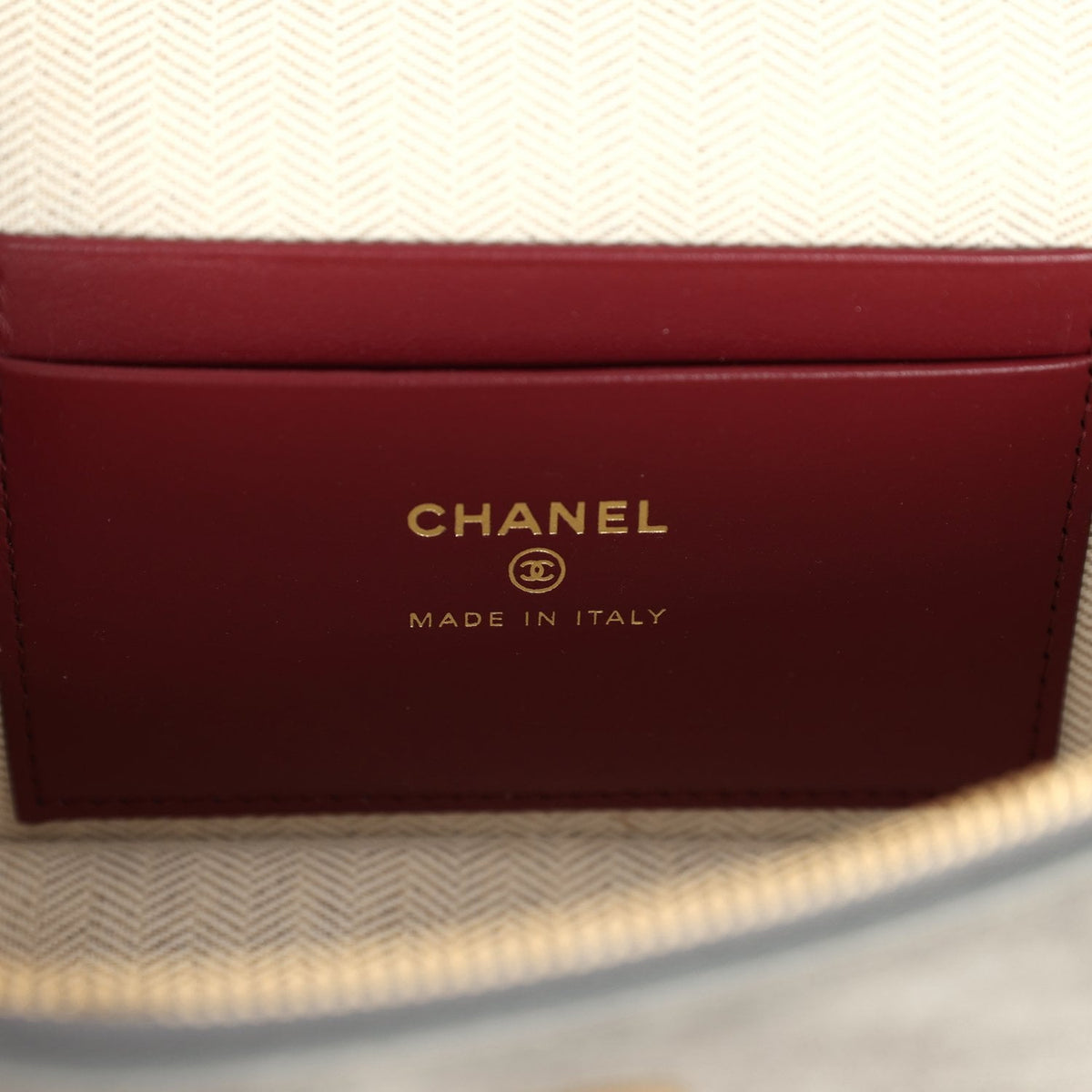 Chanel Top Handle Long Vanity Case with Chain Dark Grey Suede Gold Hardware