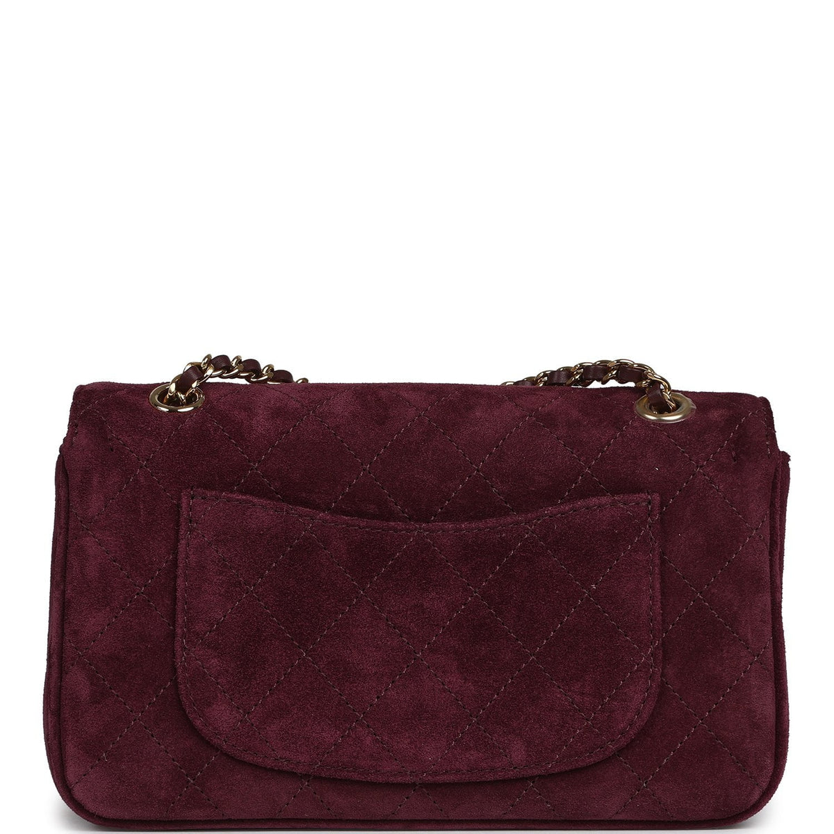 Chanel Mini "Souplissimo" Flap Bag Burgundy Suede Gold Hardware