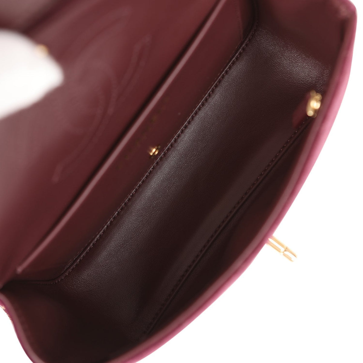 Chanel Mini "Souplissimo" Flap Bag Burgundy Suede Gold Hardware