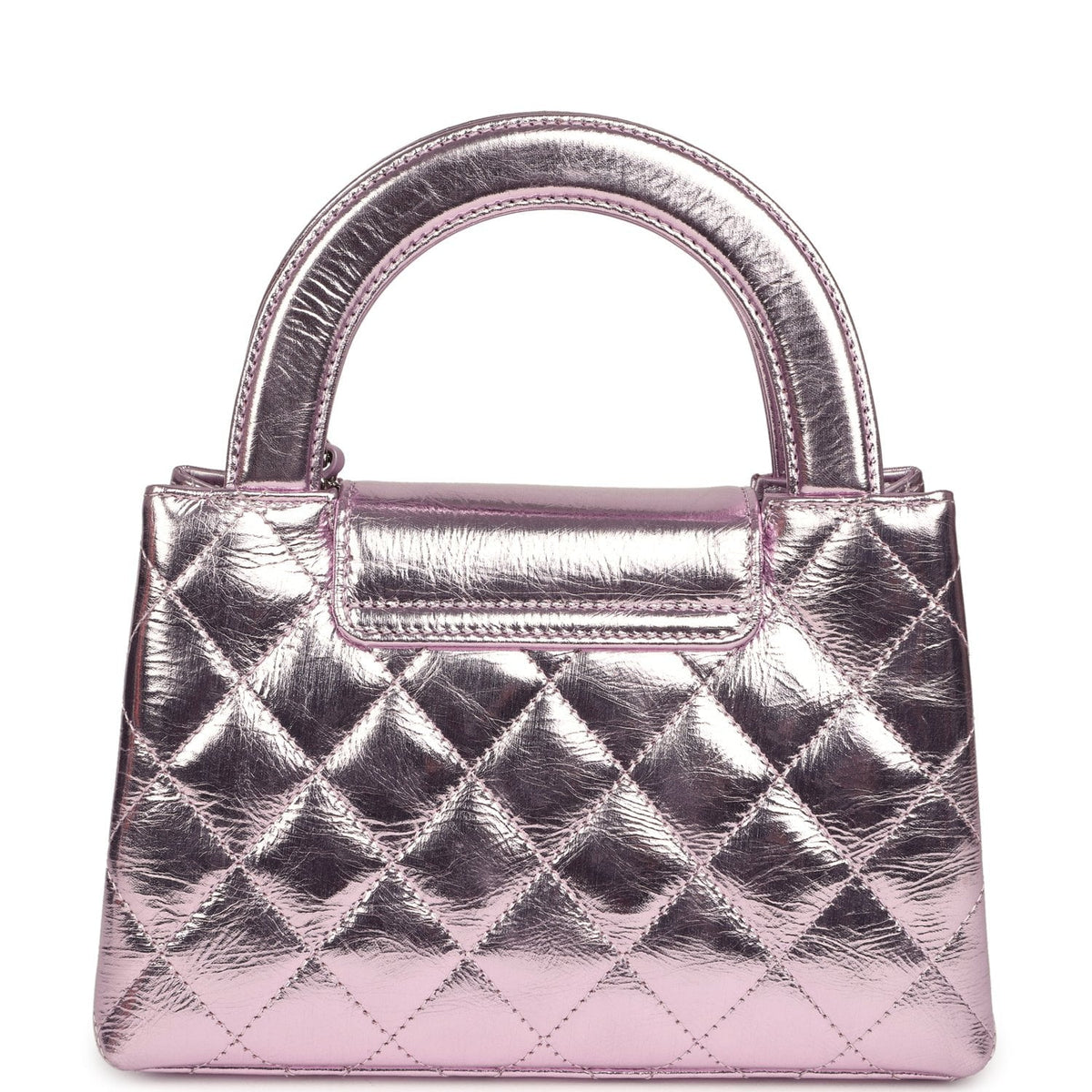 Chanel Small Kelly Shopper Pink Metallic Calfskin Silver Hardware