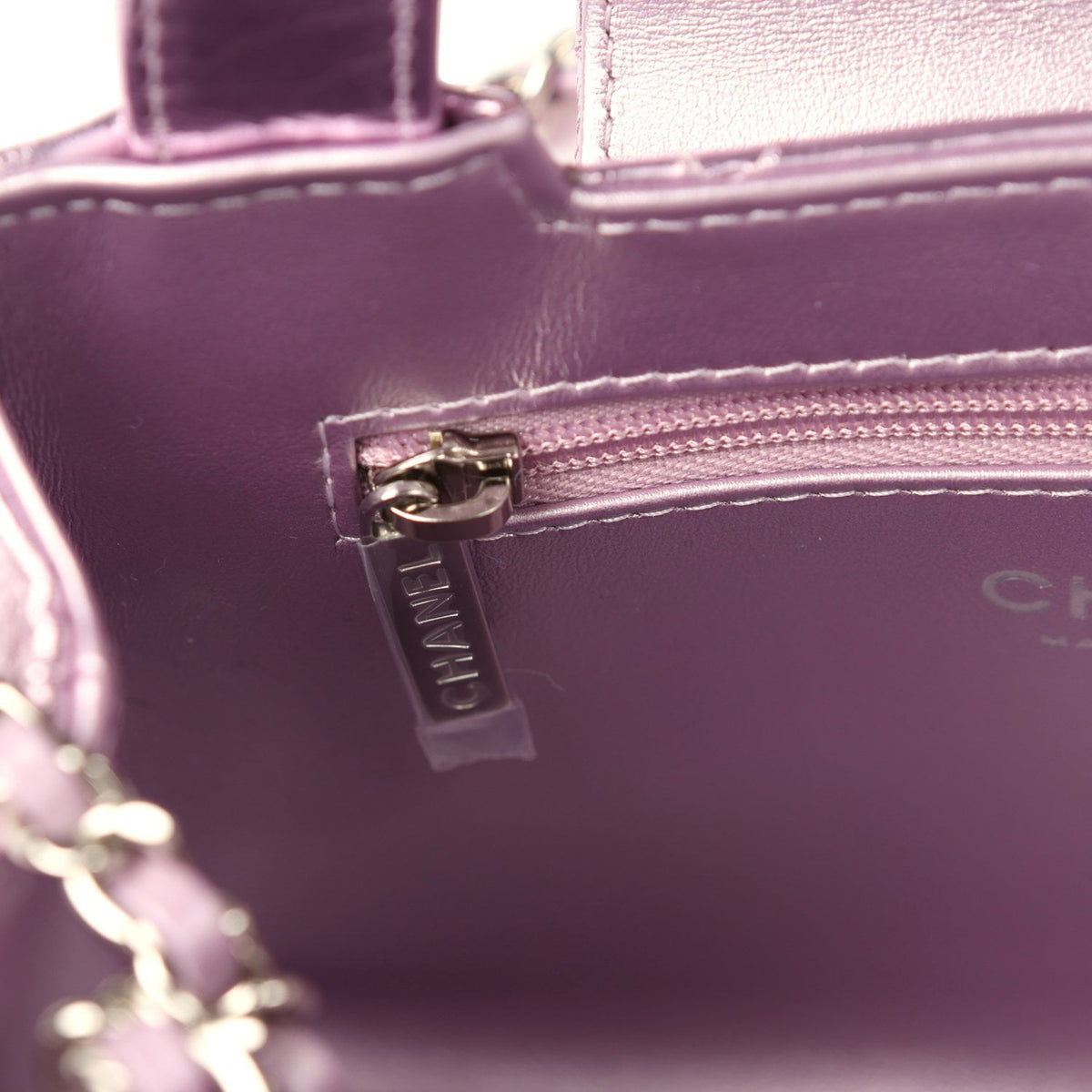 Chanel Small Kelly Shopper Pink Metallic Calfskin Silver Hardware