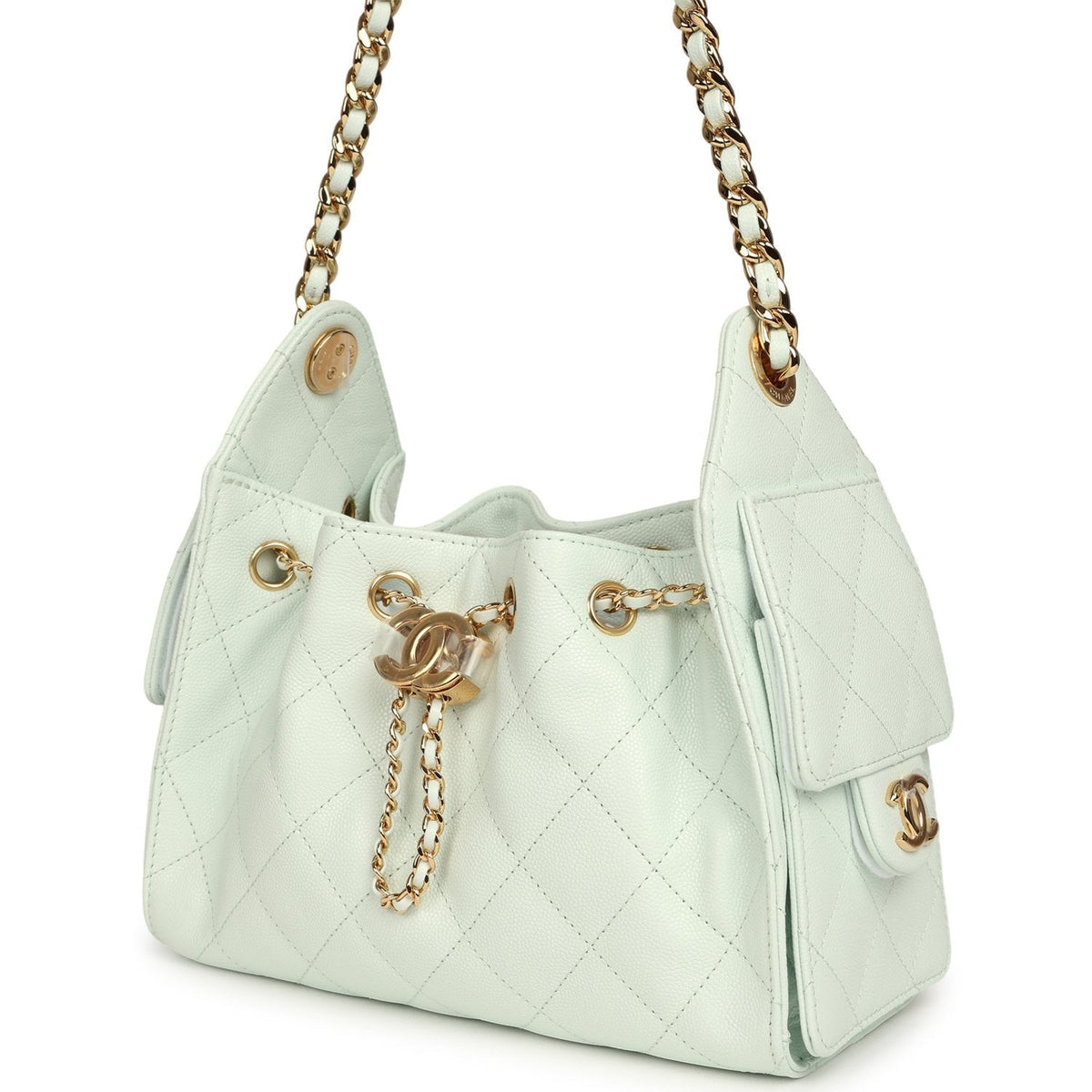 Chanel Mini 25 Hobo Bag Light Blue Caviar Gold Hardware