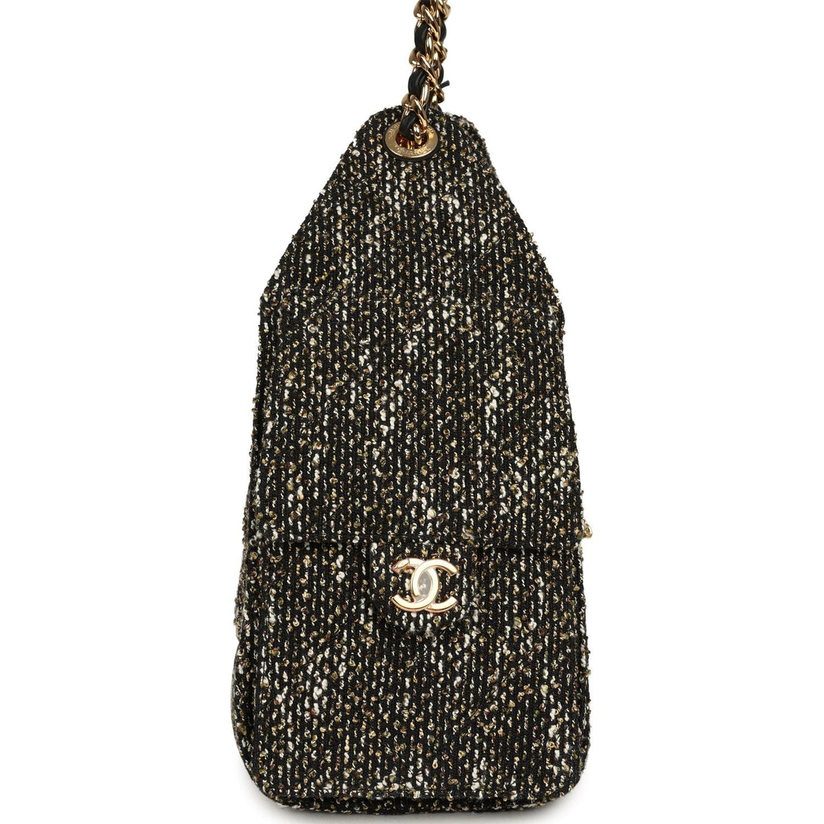 Chanel Small 25 Hobo Bag Black, White, Gold Tweed Bouclé Gold Hardware