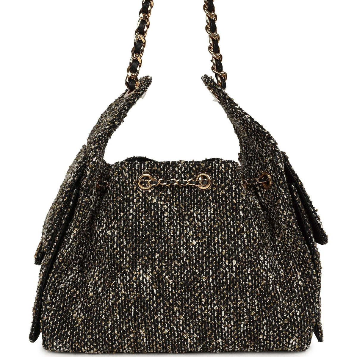 Chanel Small 25 Hobo Bag Black, White, Gold Tweed Bouclé Gold Hardware
