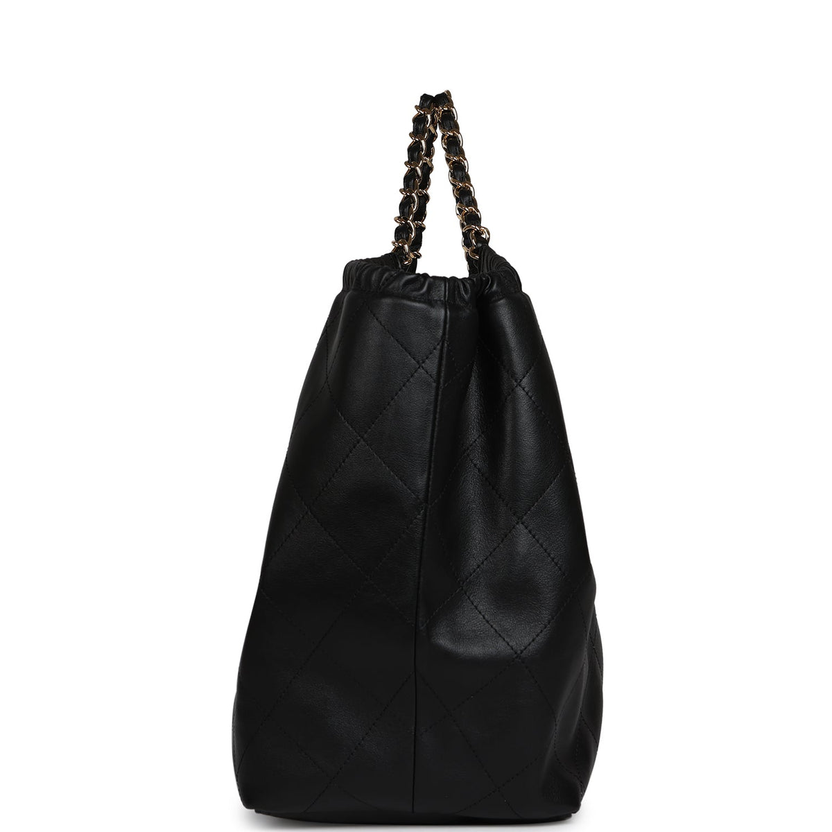 Chanel Maxi CC Cabas Hobo Bag Black Calfskin Gold Hardware