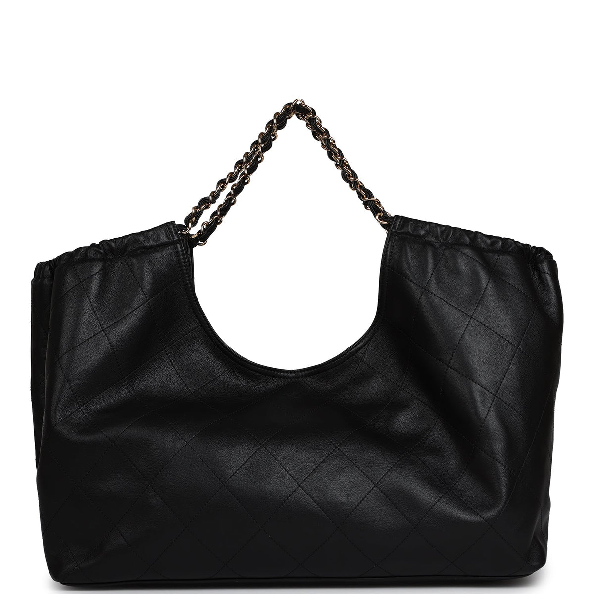 Chanel Maxi CC Cabas Hobo Bag Black Calfskin Gold Hardware