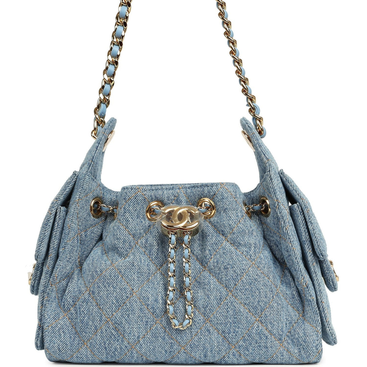 Chanel Mini 25 Hobo Bag Blue Washed Denim Gold Hardware