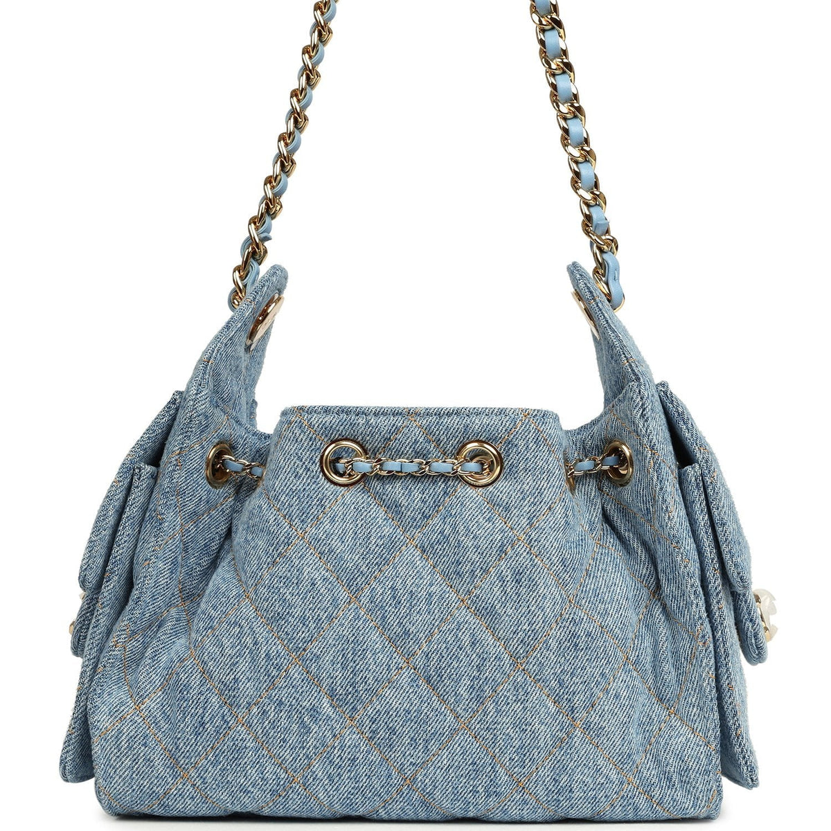 Chanel Mini 25 Hobo Bag Blue Washed Denim Gold Hardware