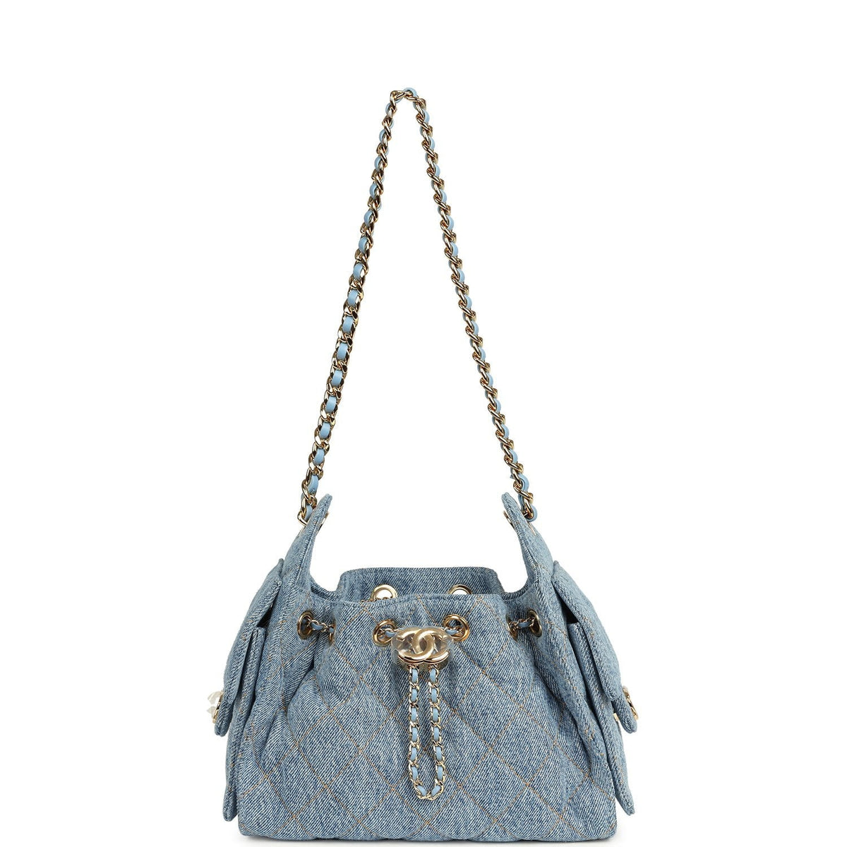 Chanel Mini 25 Hobo Bag Blue Washed Denim Gold Hardware