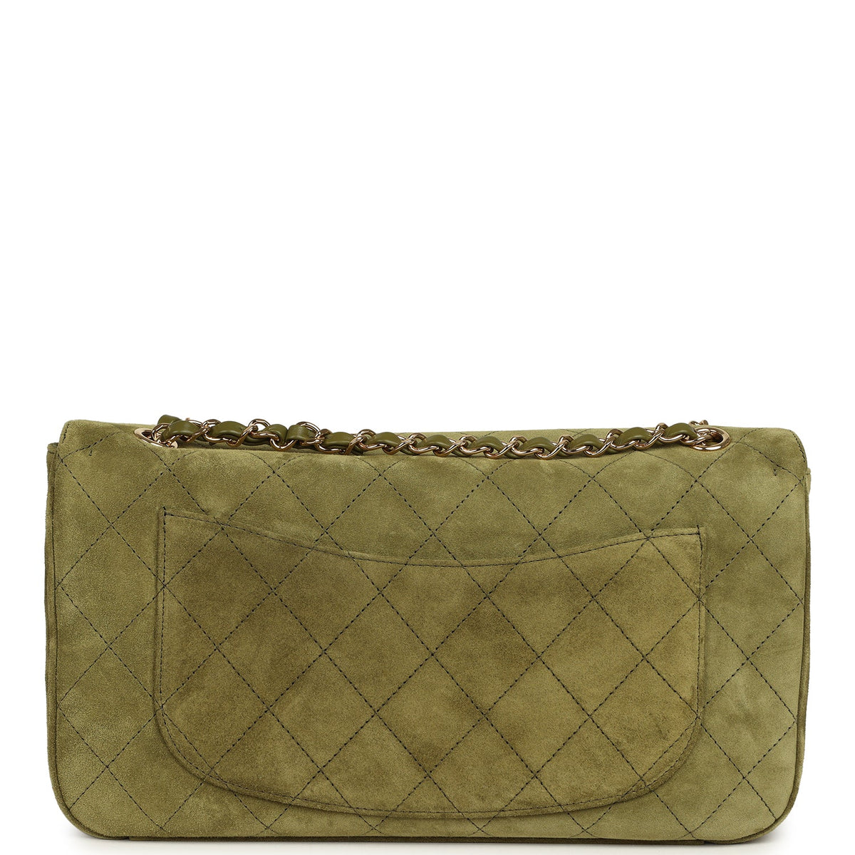 Chanel Maxi "Souplissimo" Small Flap Bag Khaki Suede Gold Hardware